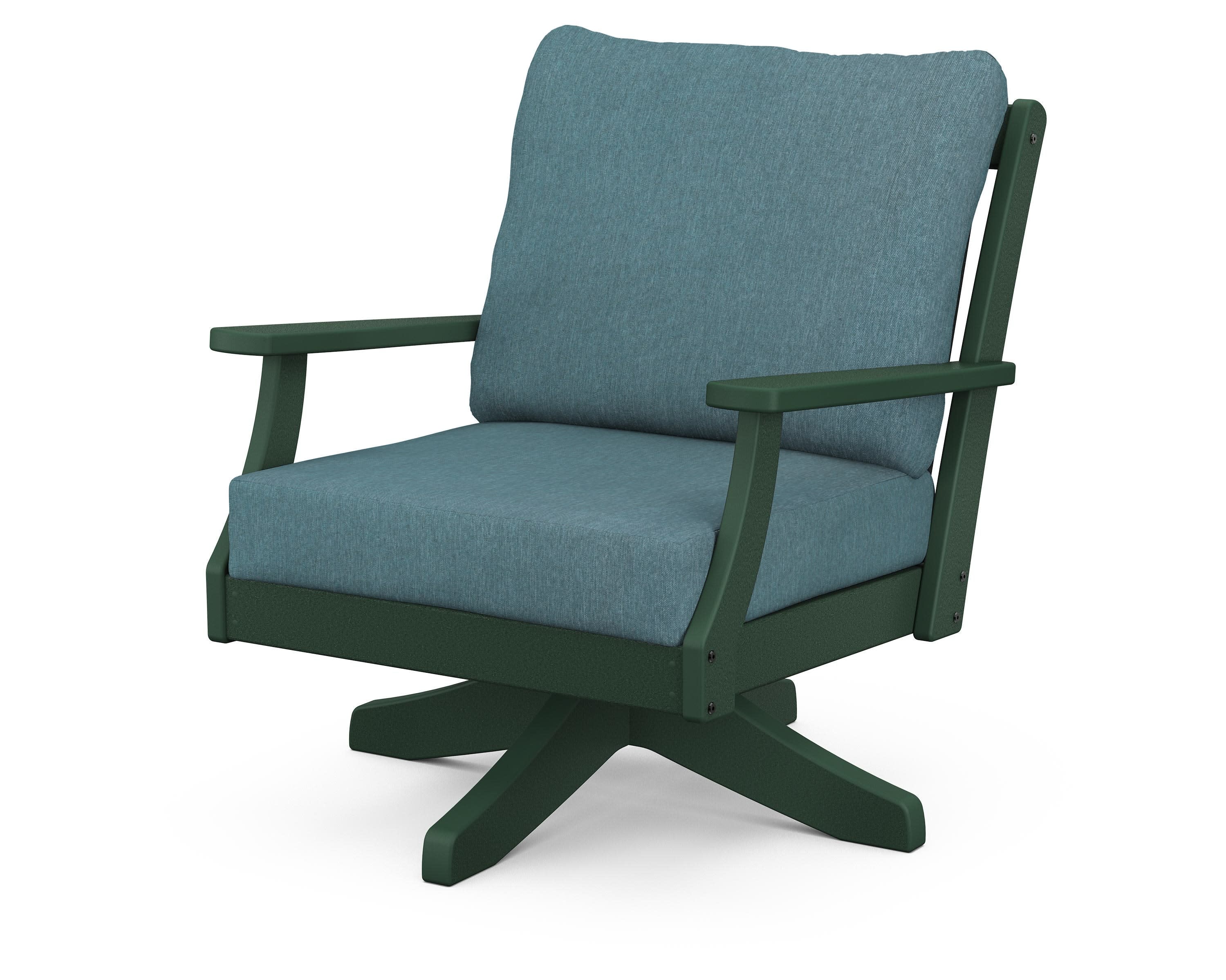 Braxton Deep Seating Swivel Chair in Green / Ocean Teal