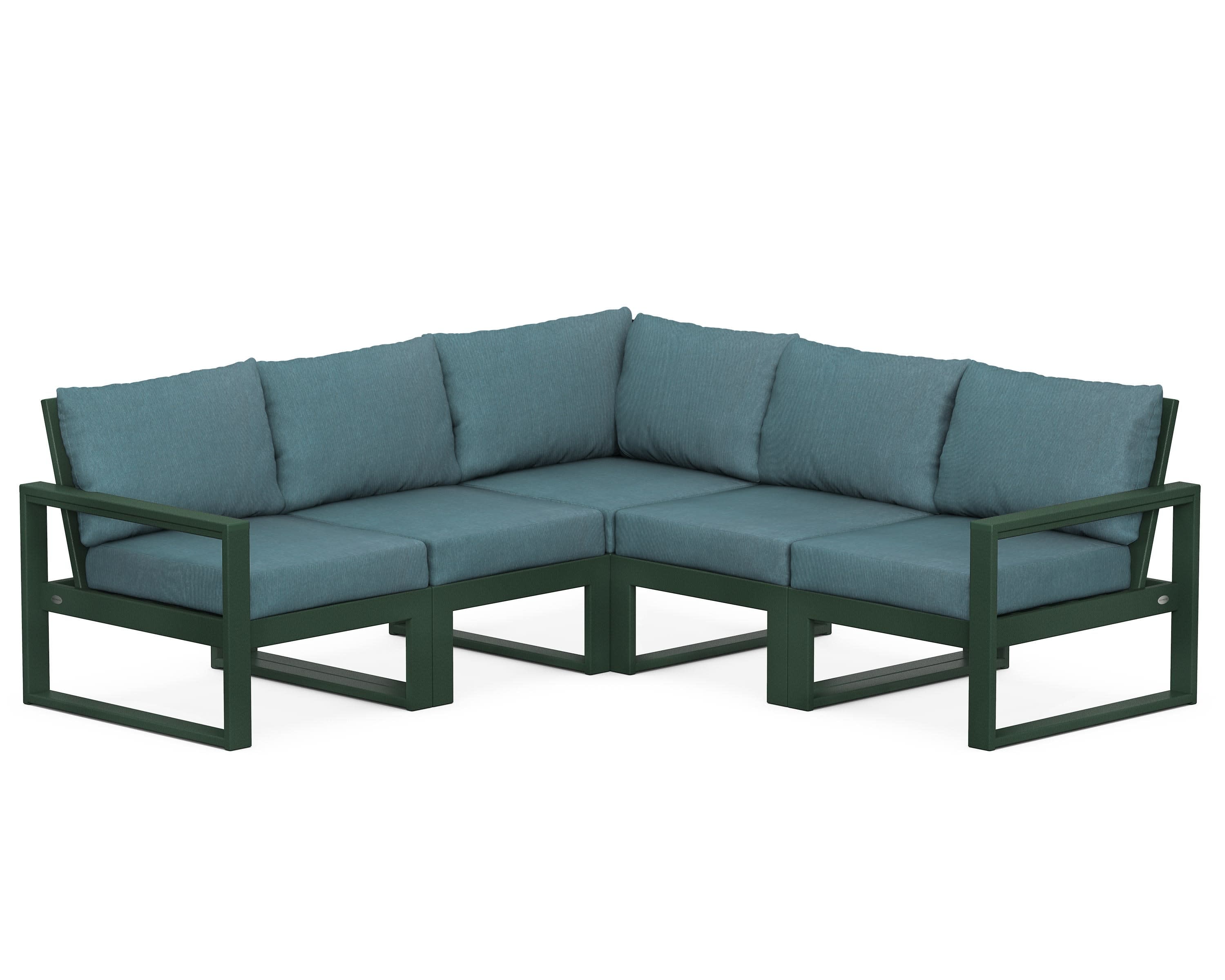 EDGE 5-Piece Modular Deep Seating Set in Green / Ocean Teal
