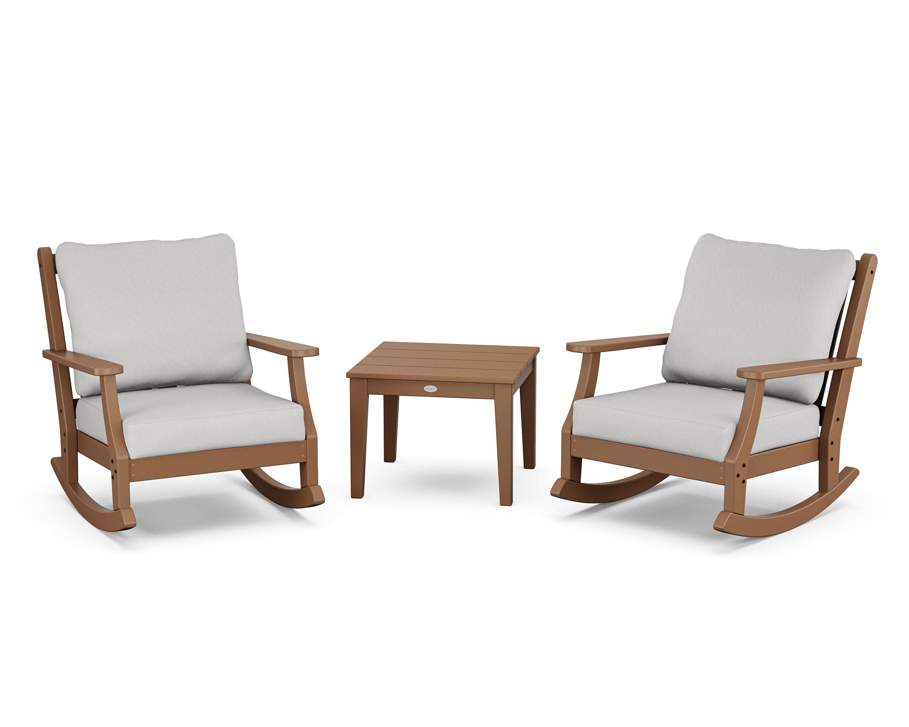 Wovendale 3-Piece Deep Seating Rocker Set in Teak / Diamond in the Rough