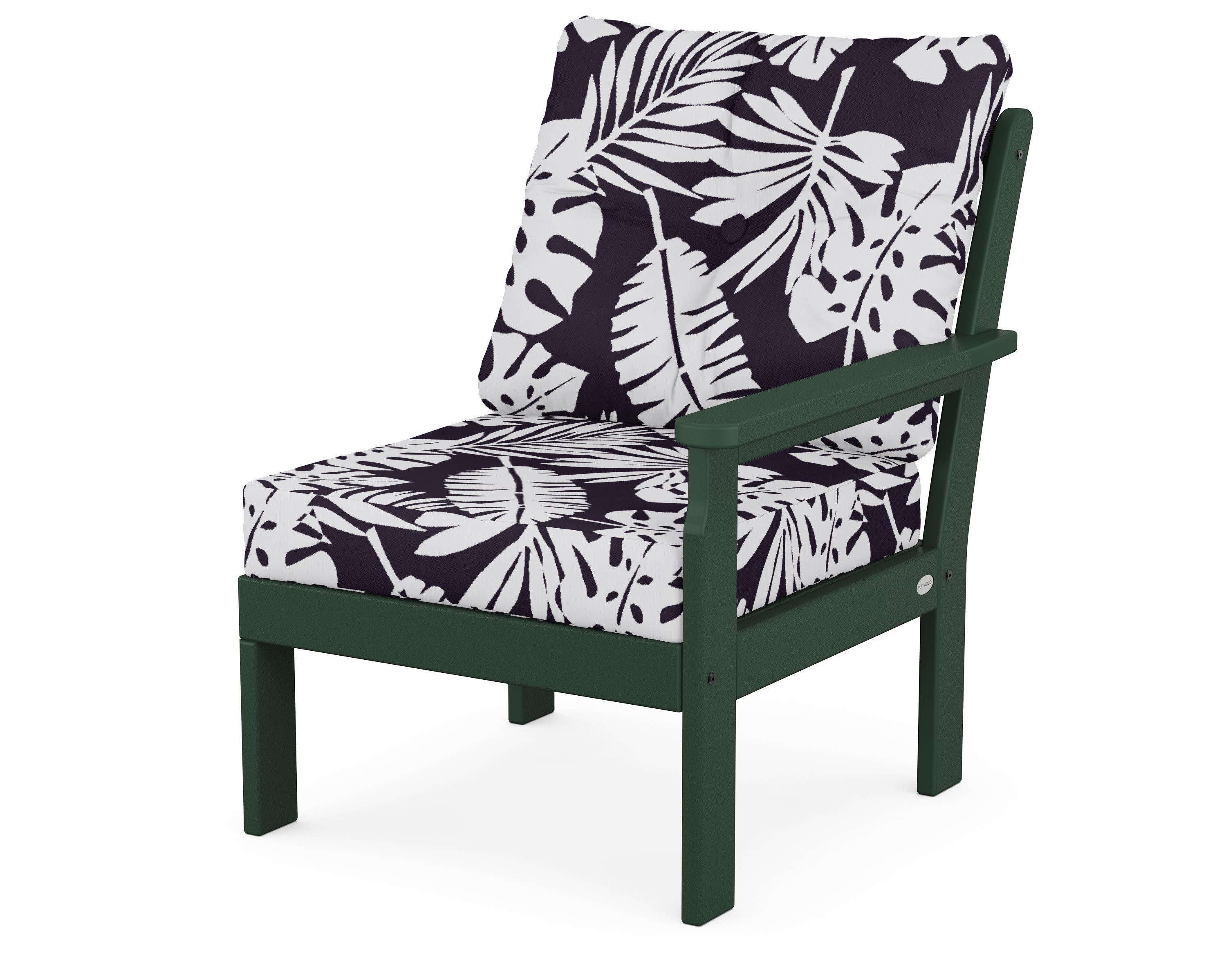 Vineyard Modular Right Arm Chair in Green / Leaf Navy