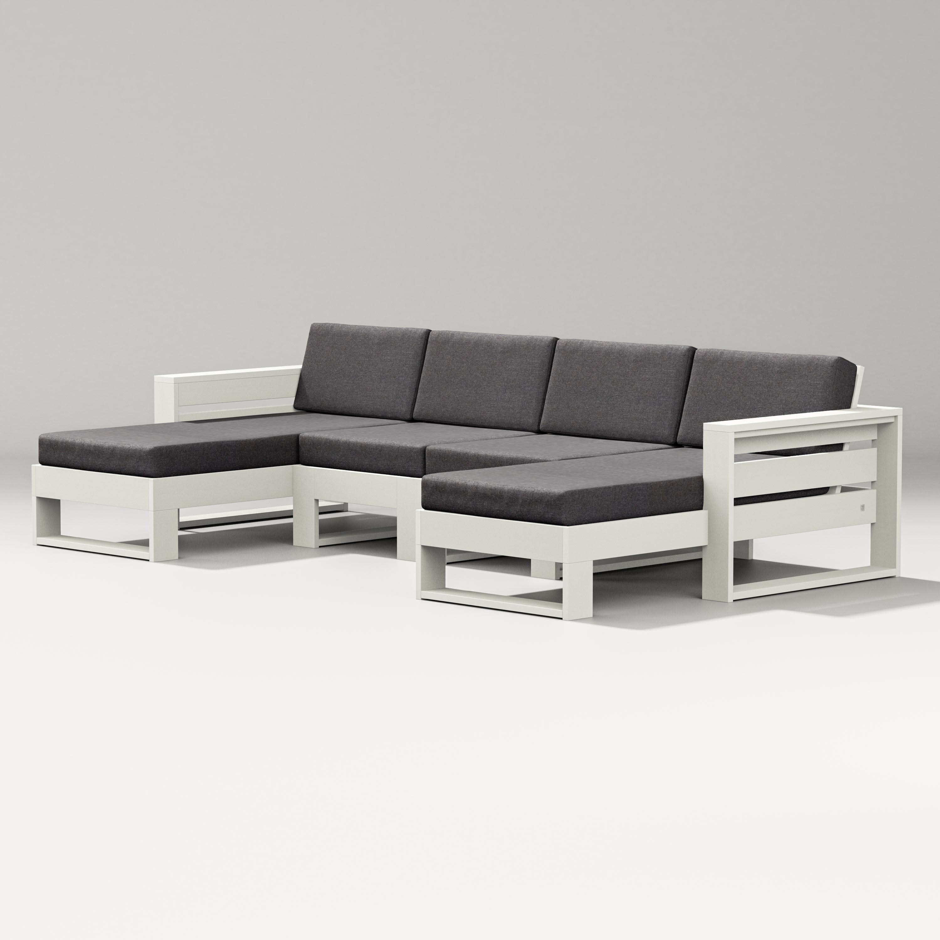 Latitude Double Chaise Sectional in Vintage White / Ash Charcoal