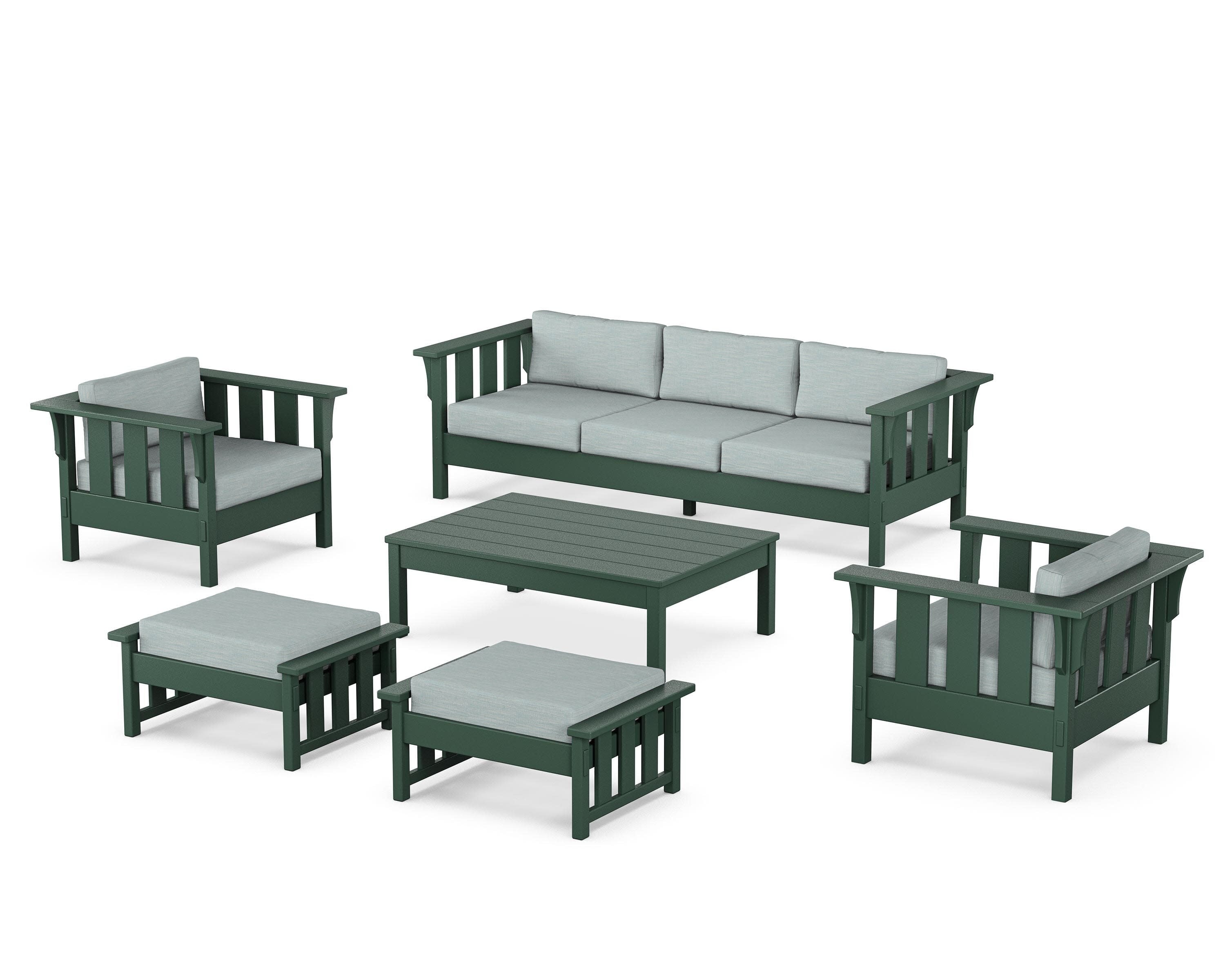 Acadia 6-Piece Lounge Sofa Set in Green / Soothe Mist