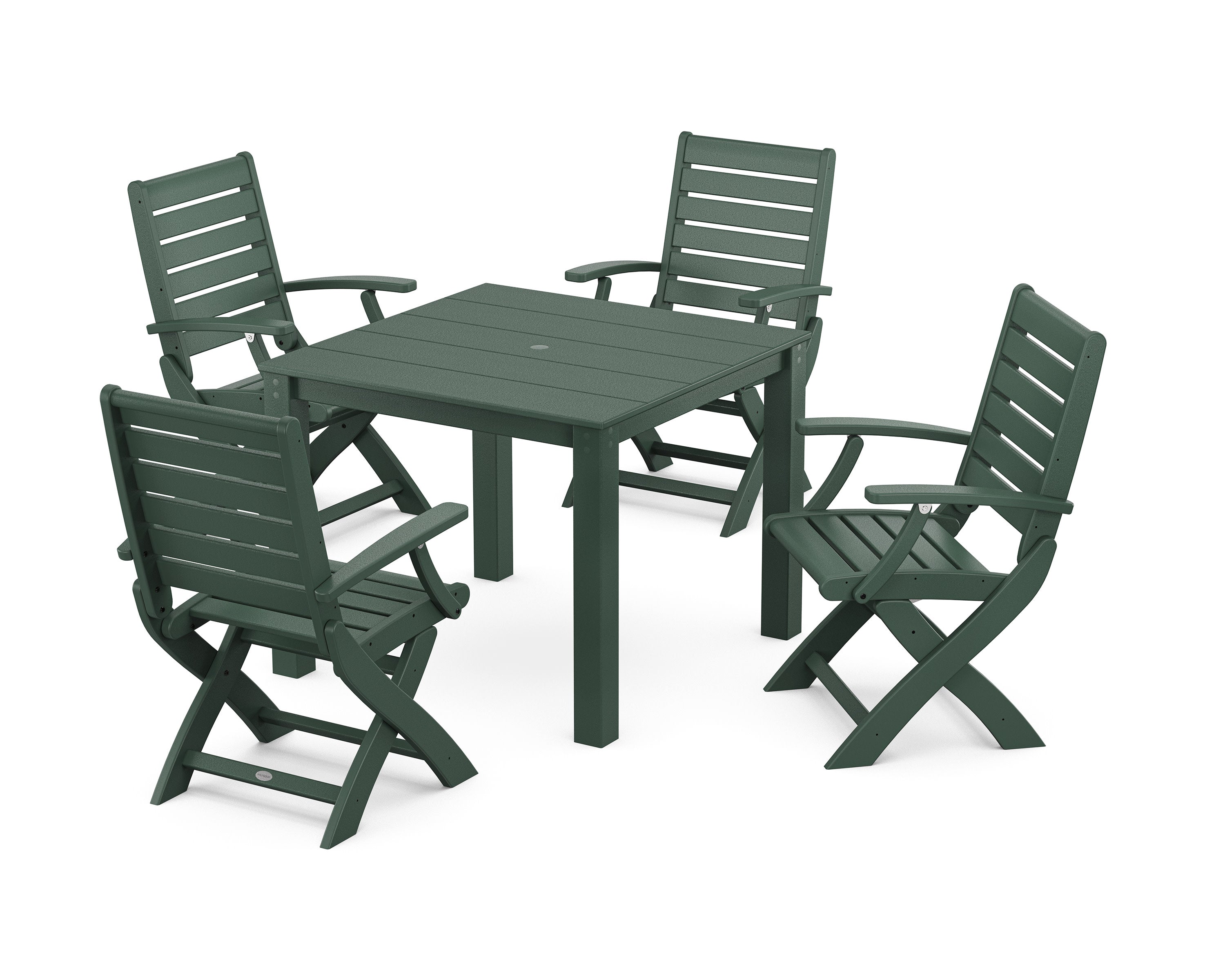 Signature Folding Chair 5-Piece Parsons Dining Set in Green