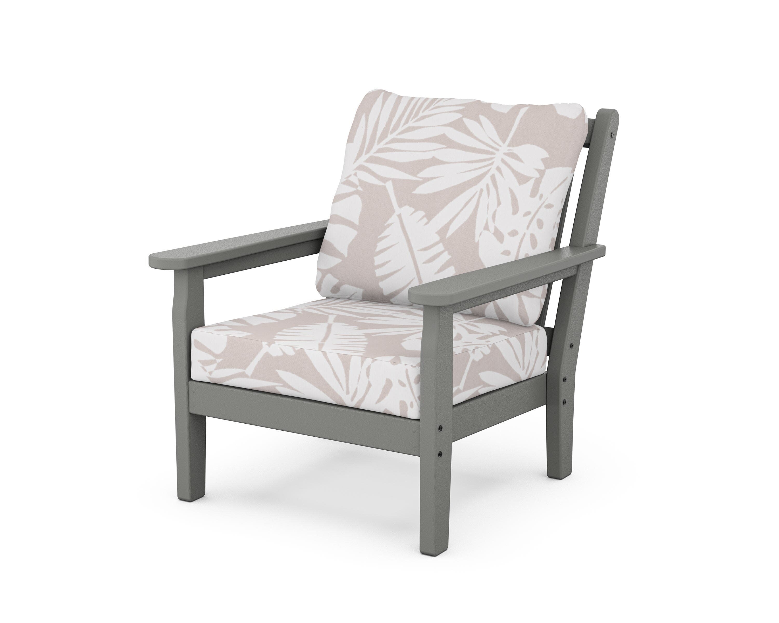 Chippendale Deep Seating Chair in Slate Grey / Leaf Dune Burlap