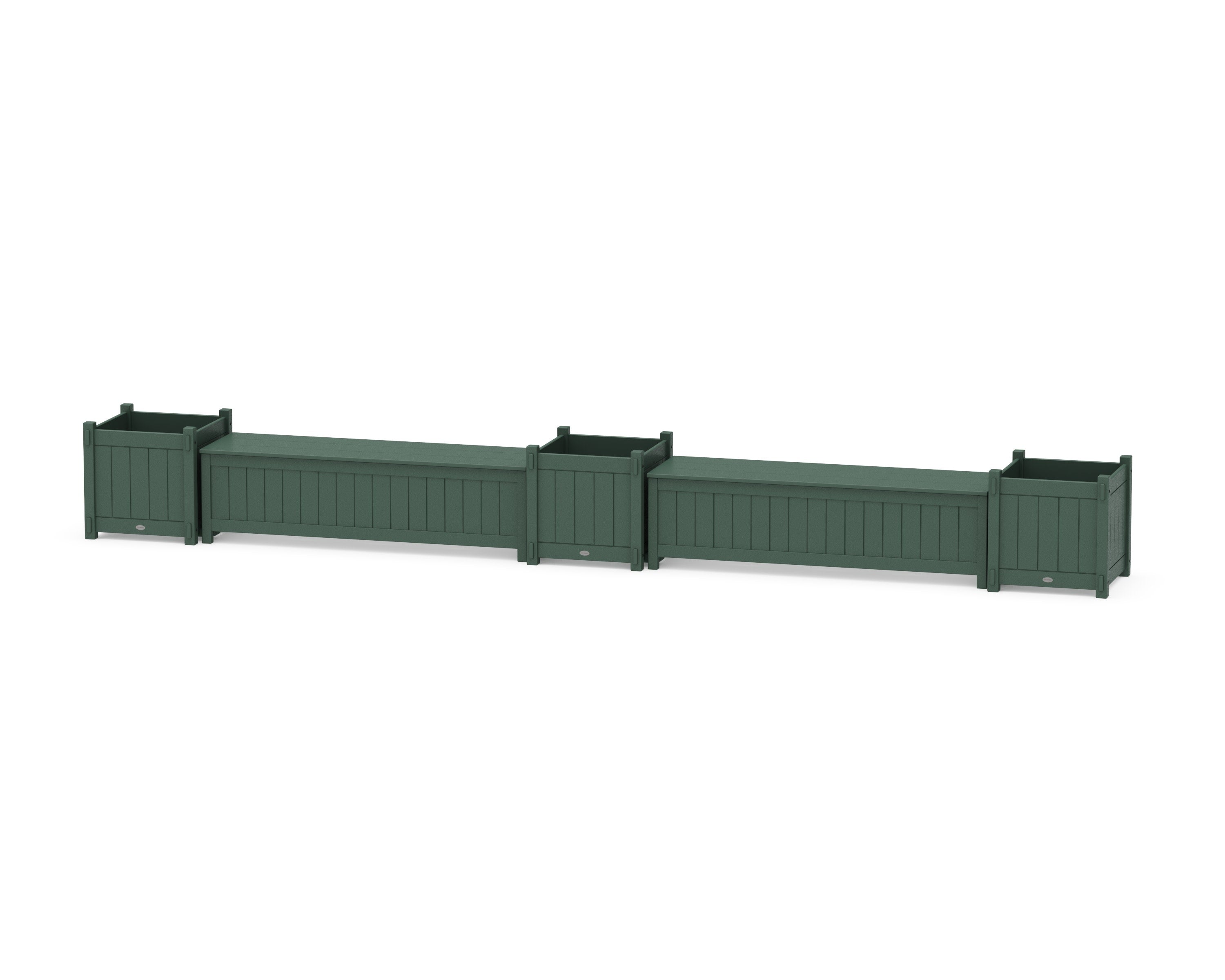 60" Vineyard Straight Double Planter Storage Bench Set- Large in Green