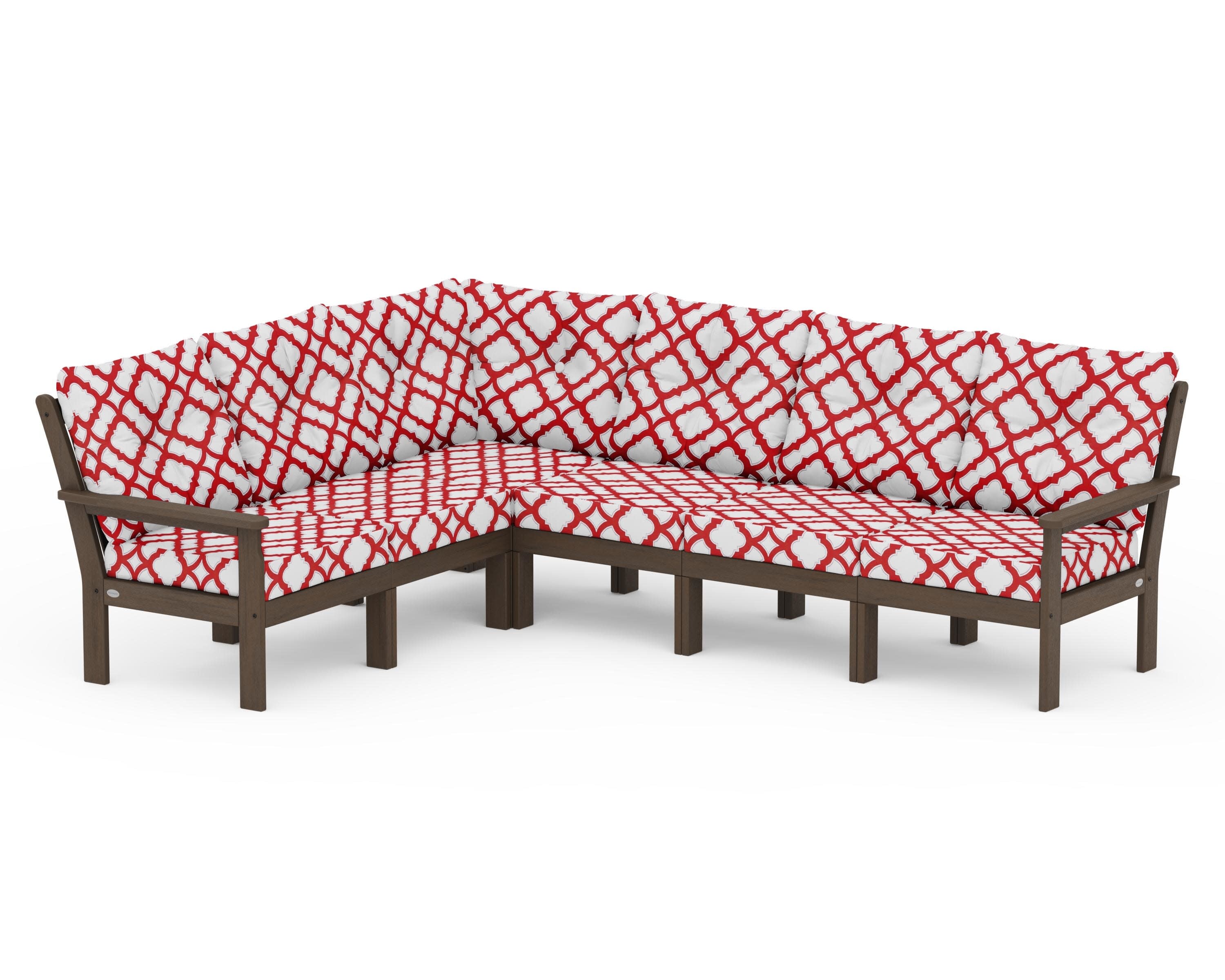 Vineyard 6-Piece Sectional in Kona / Trellis Crimson
