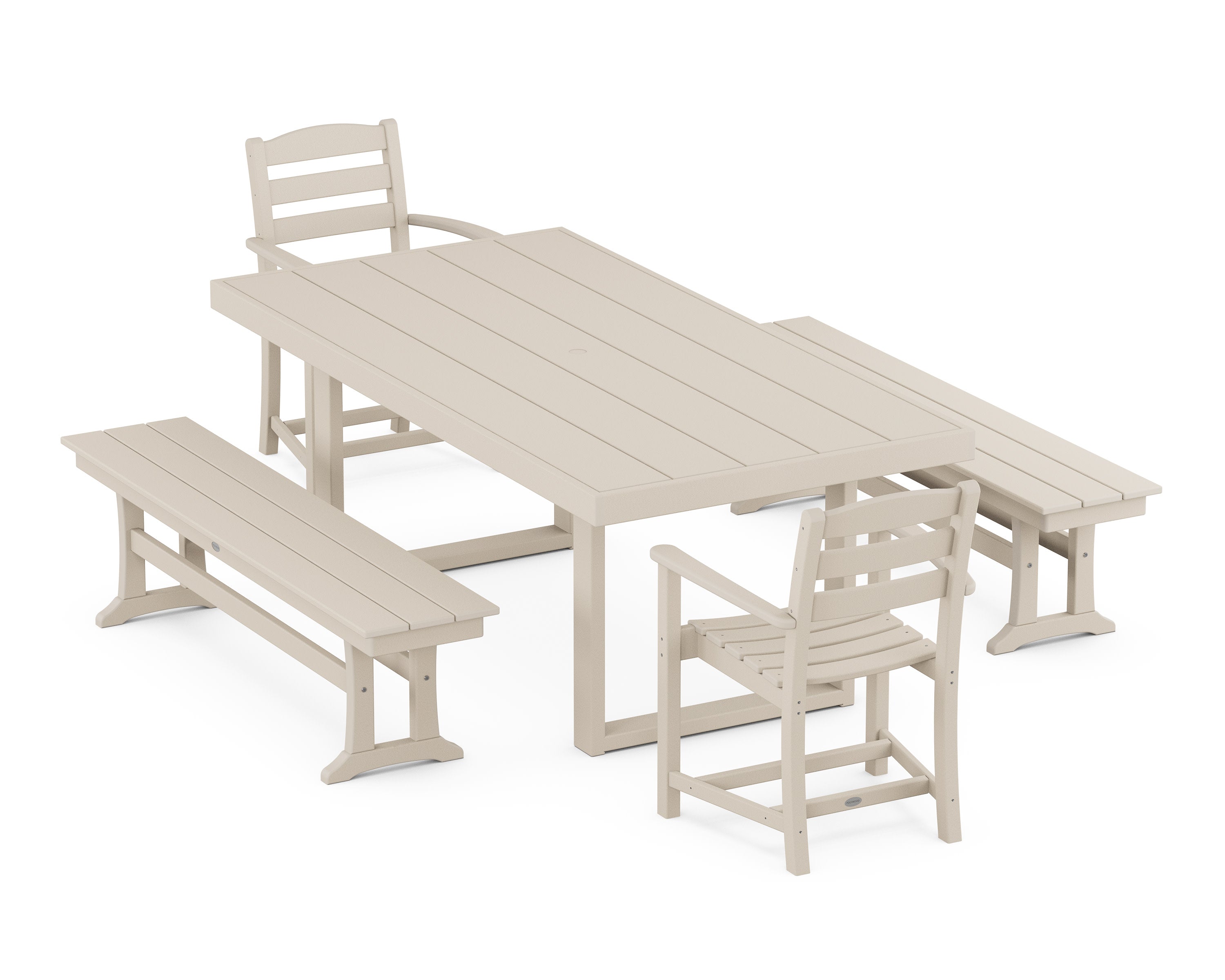 La Casa Caf 5-Piece Dining Set with Benches in Sand