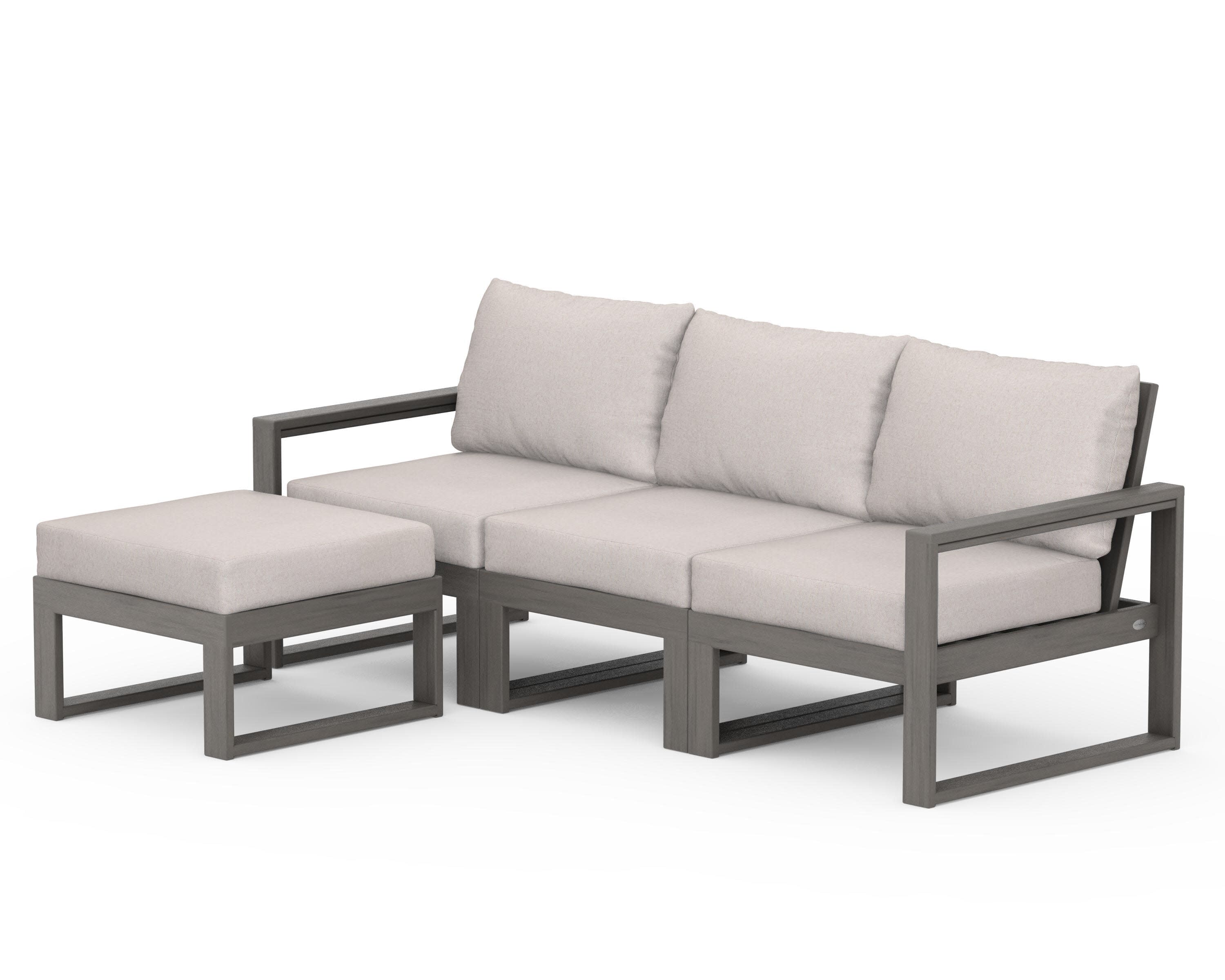 EDGE 4-Piece Modular Deep Seating Set with Ottoman in Driftwood / Dune Burlap