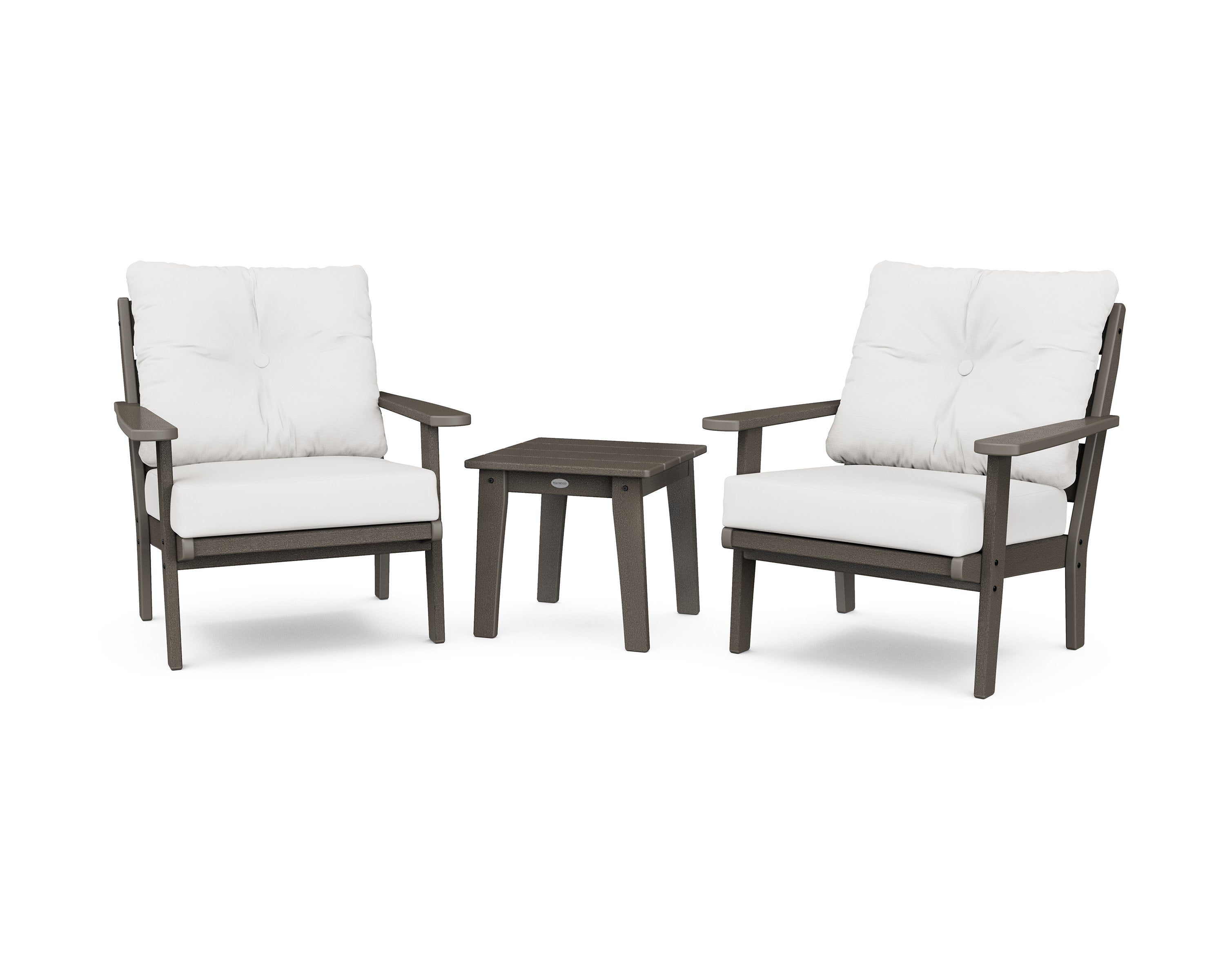 Lakeside 3-Piece Deep Seating Chair Set in Vintage Coffee / Natural Linen