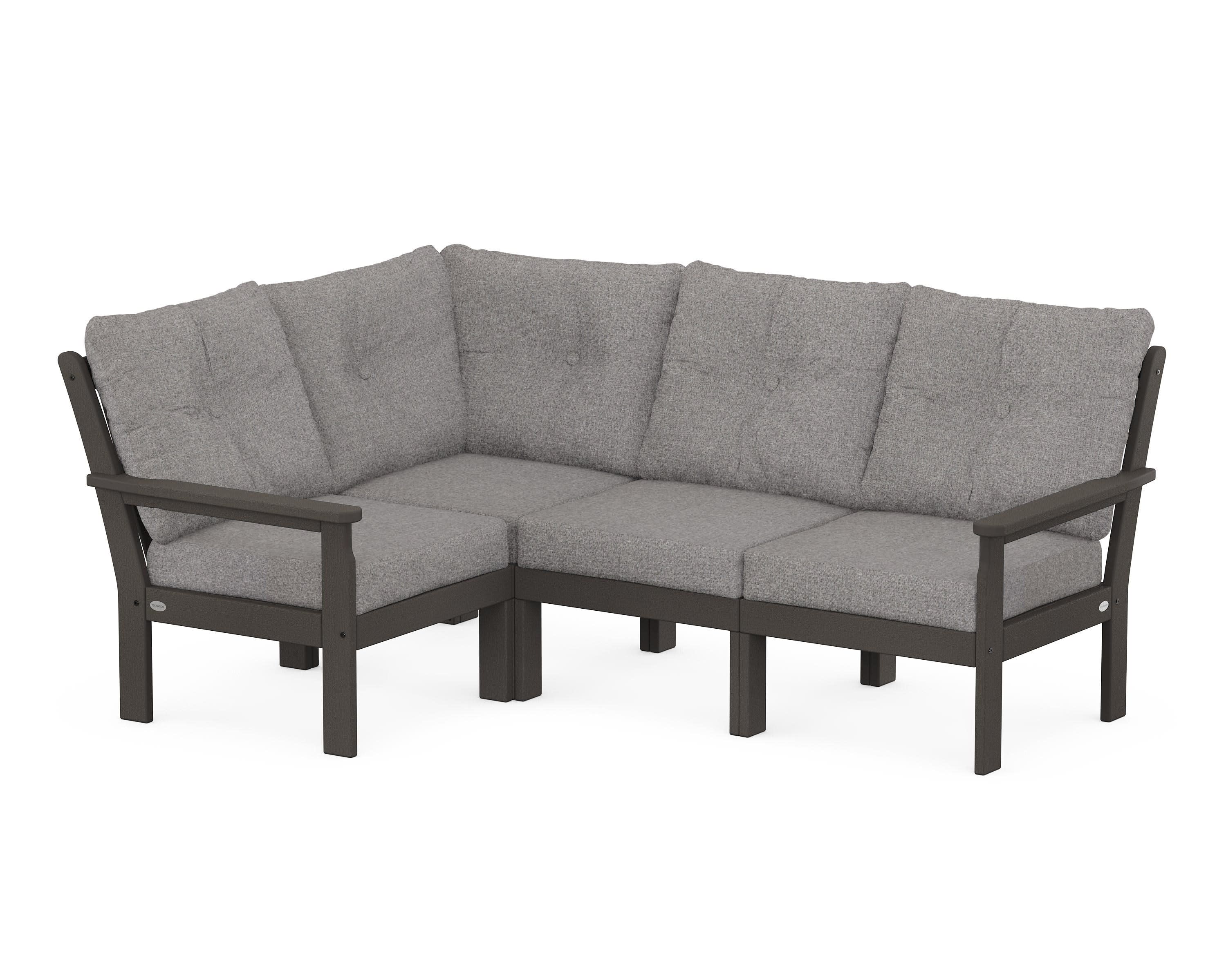 Vineyard 4-Piece Sectional in Vintage Coffee / Grey Mist