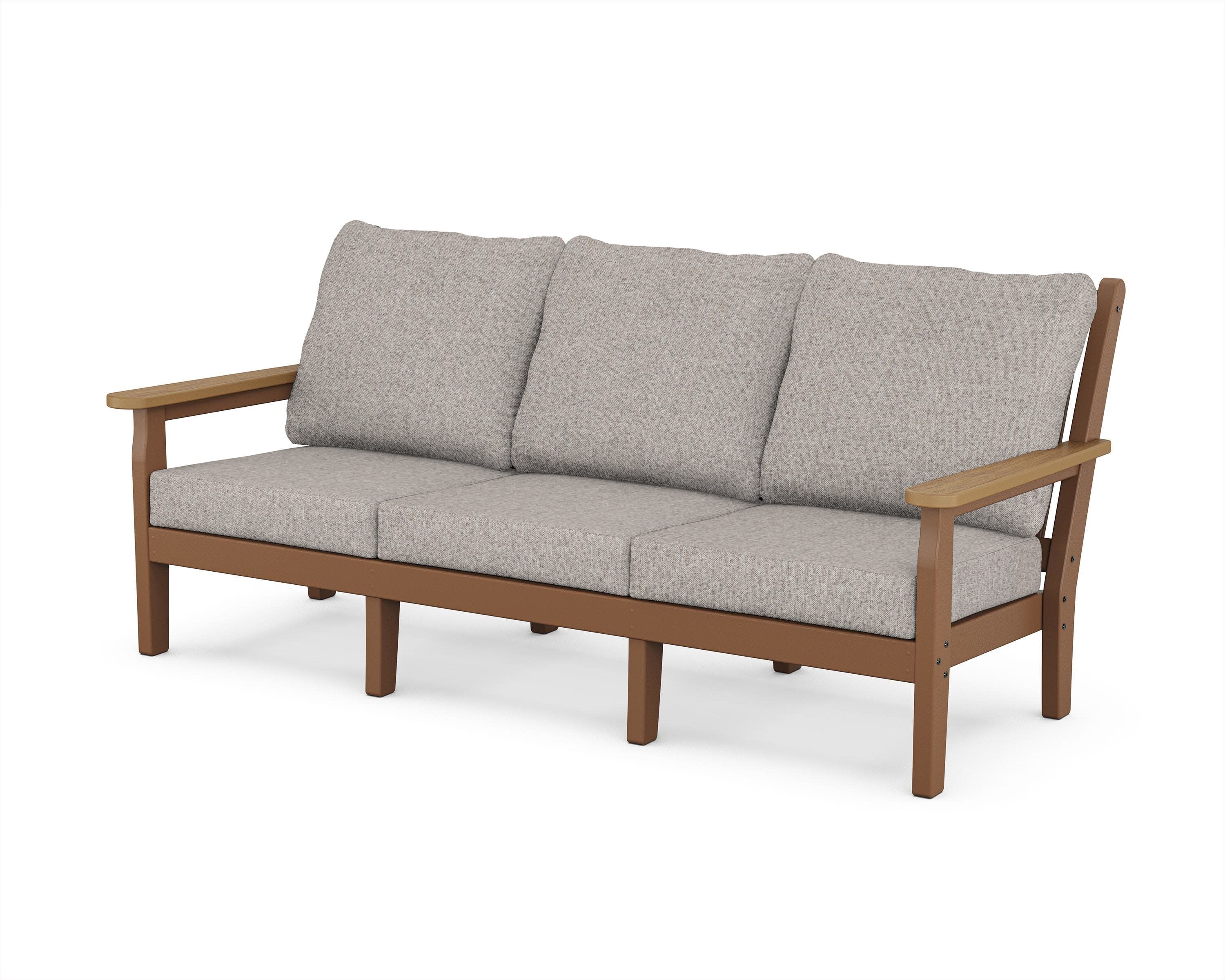 Chippendale Deep Seating Sofa in Teak / Natural / Weathered Tweed