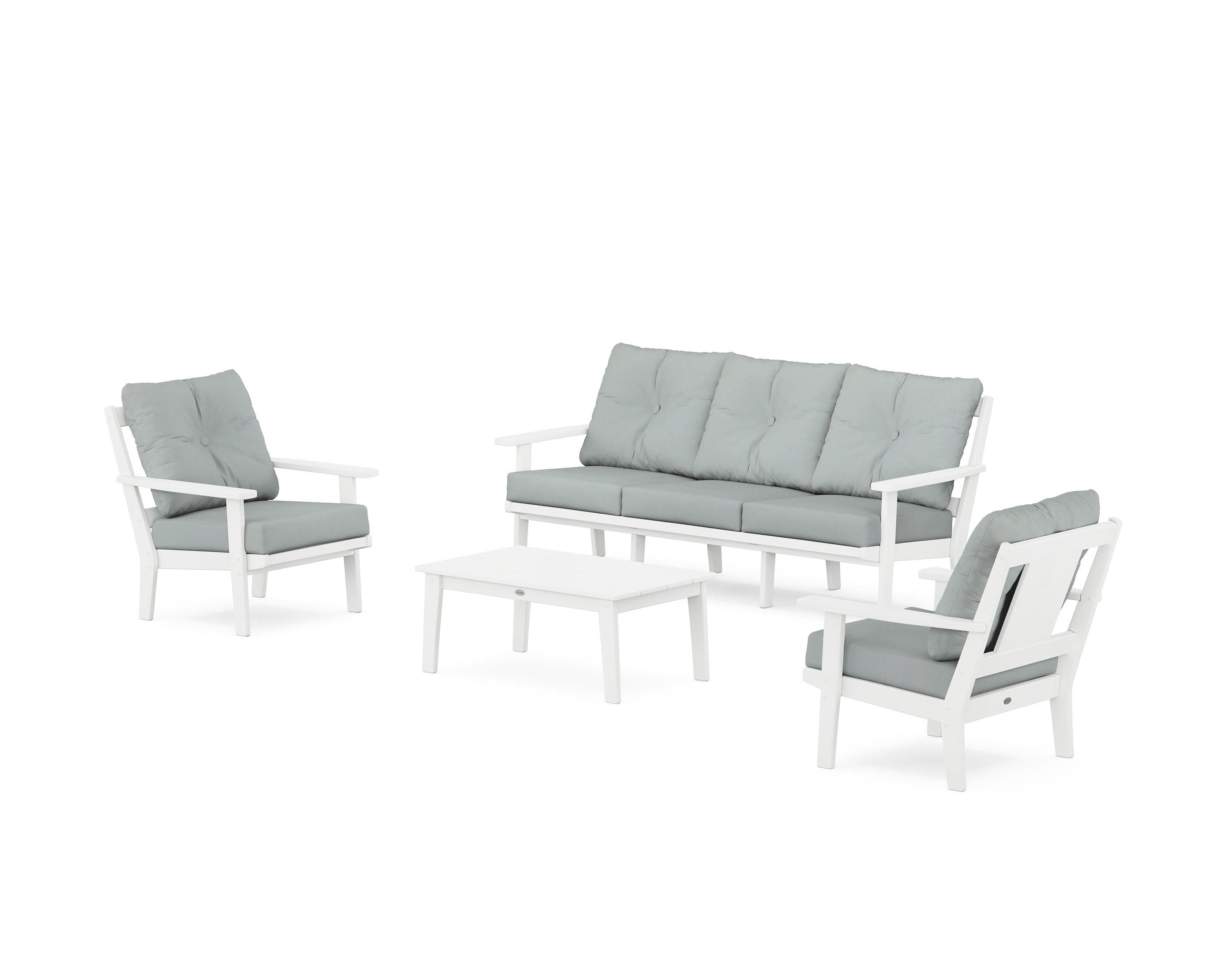 Prairie 4-Piece Deep Seating Set with Sofa in White / Spa