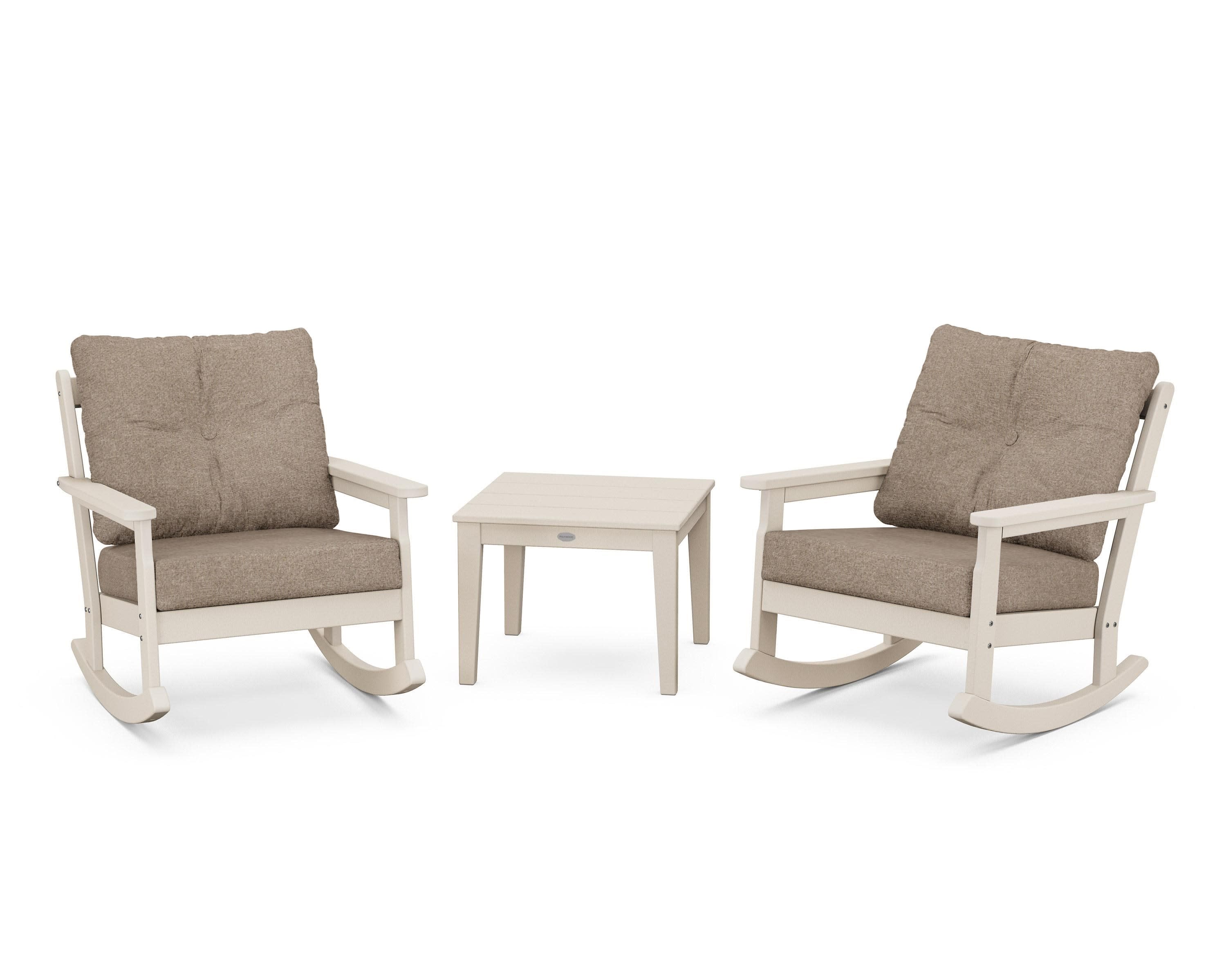 Vineyard 3-Piece Deep Seating Rocker Set in Sand / Spiced Burlap