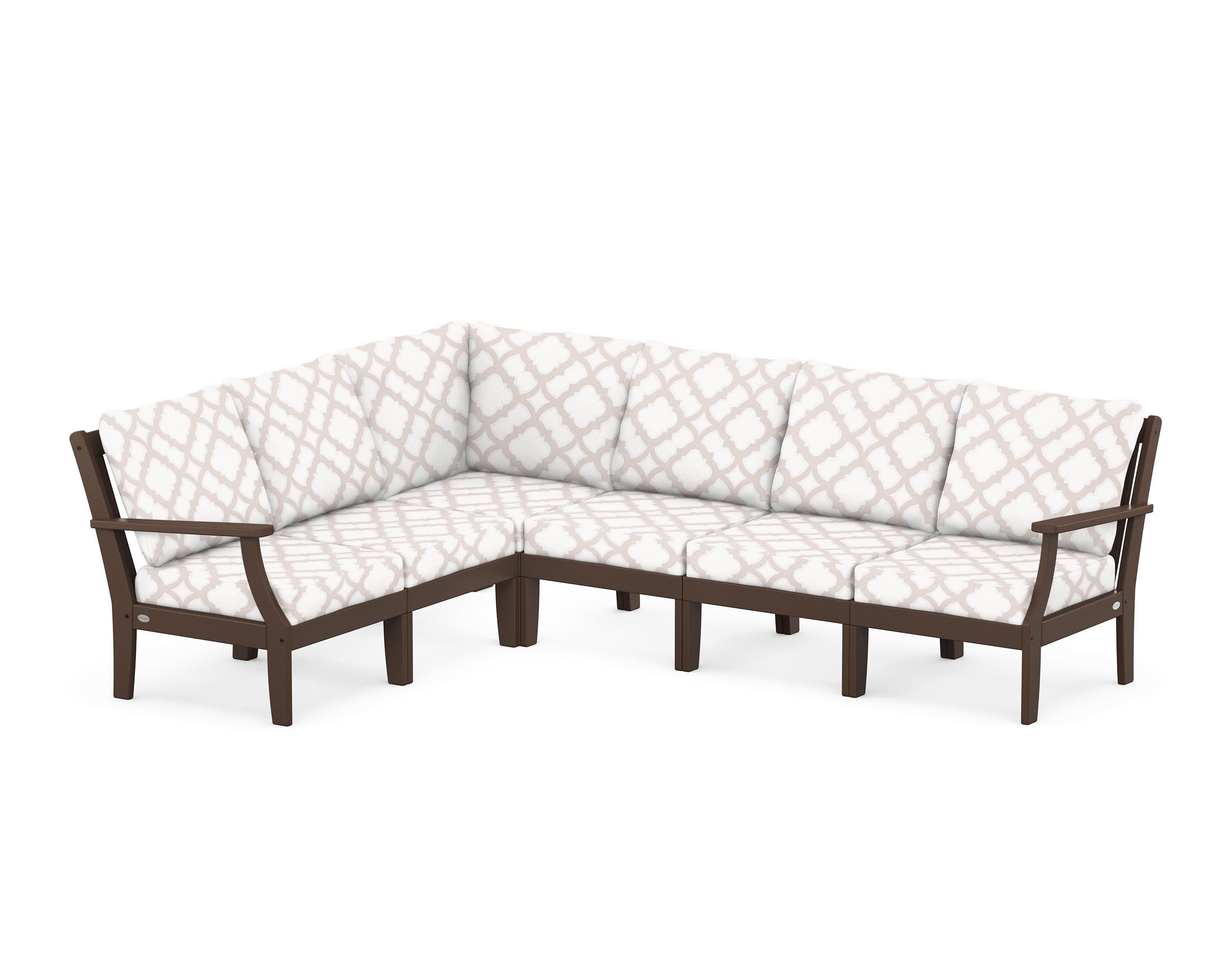 Braxton Modular 6-Piece Deep Seating Set in Mahogany / Trellis Dune Burlap