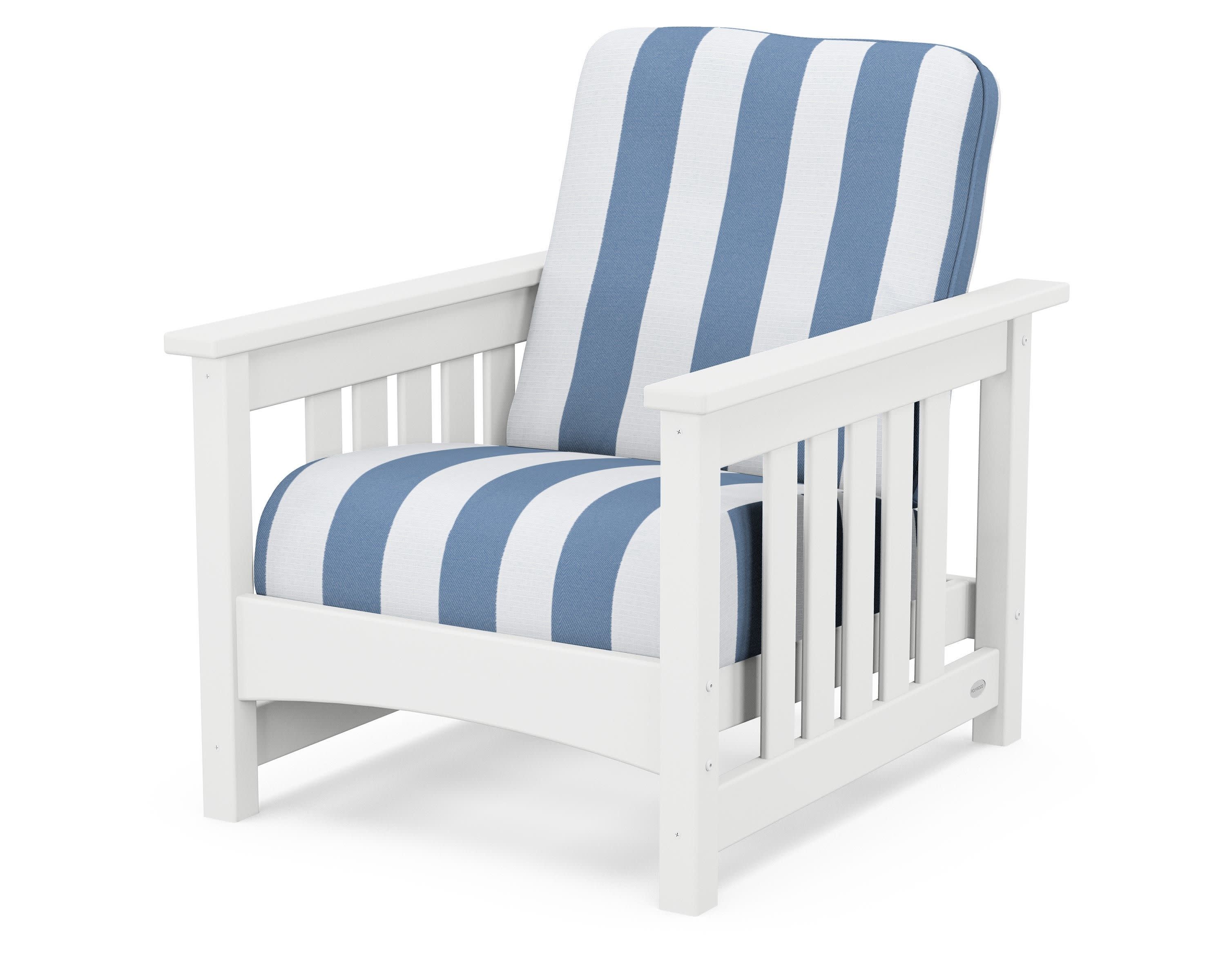 Club Mission Chair in White / Cabana Stripe Sky Blue