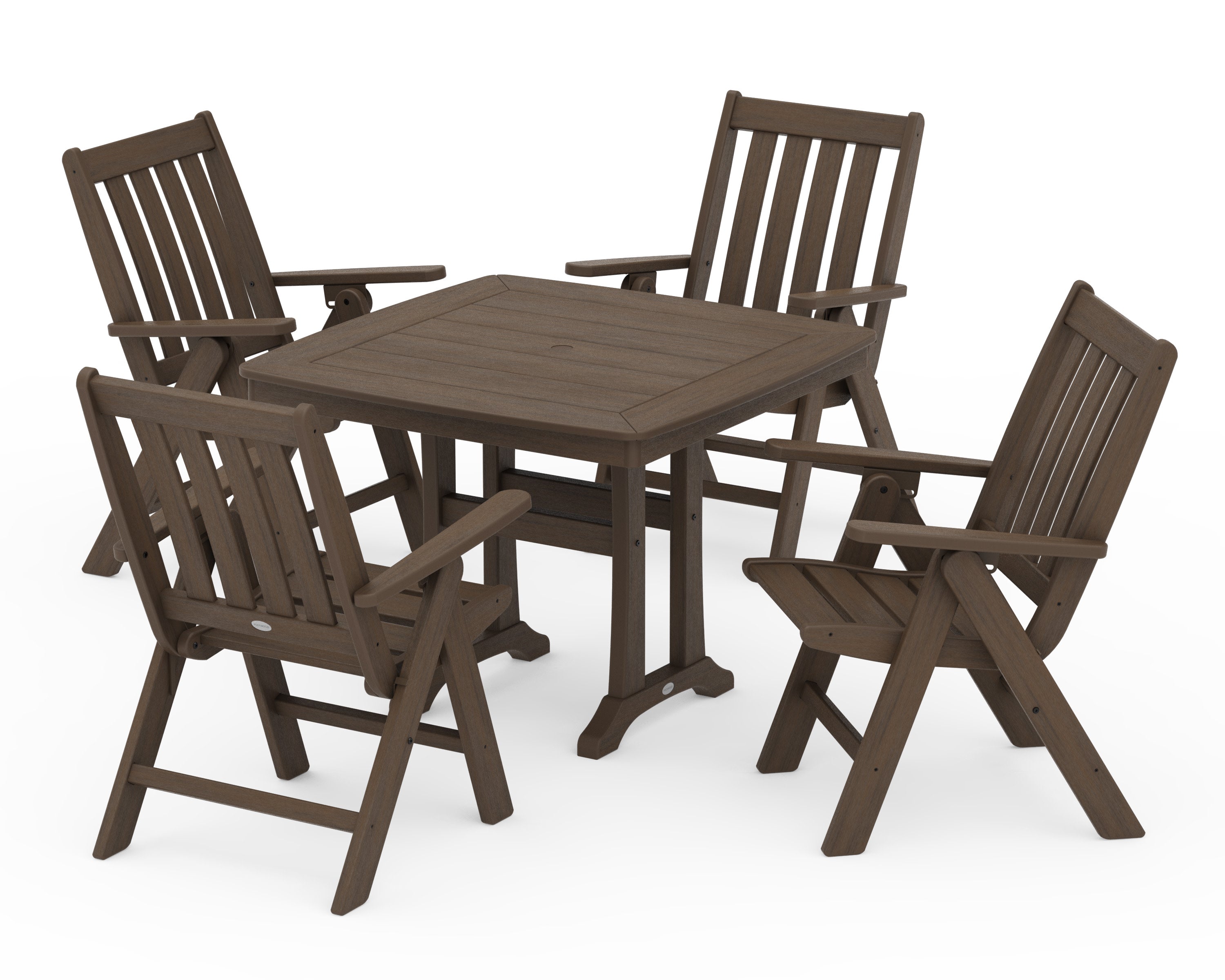 Vineyard Folding 5-Piece Dining Set with Trestle Legs in Kona