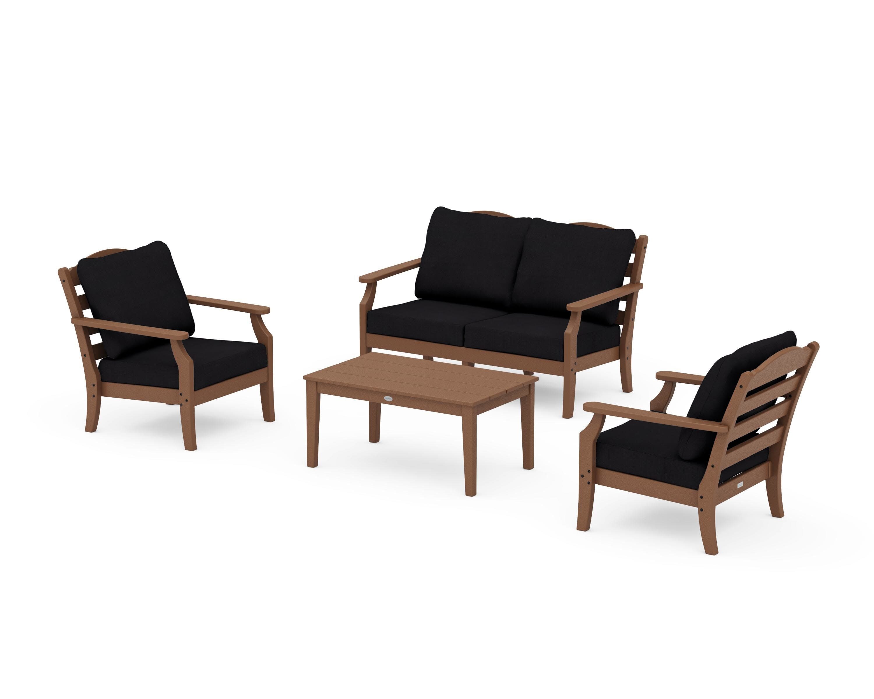 Savannah 4-Piece Deep Seating Set with Loveseat in Teak / Midnight Linen