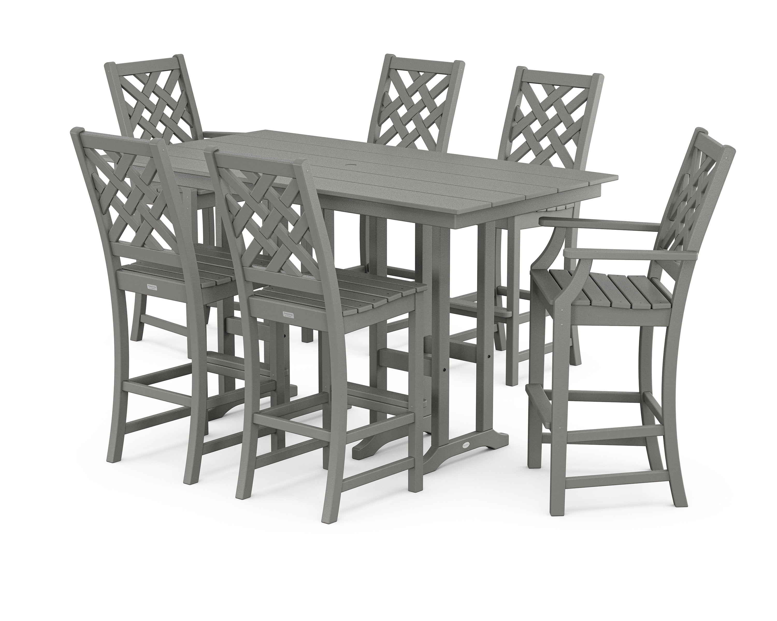 Wovendale 7-Piece Farmhouse Bar Set in Slate Grey