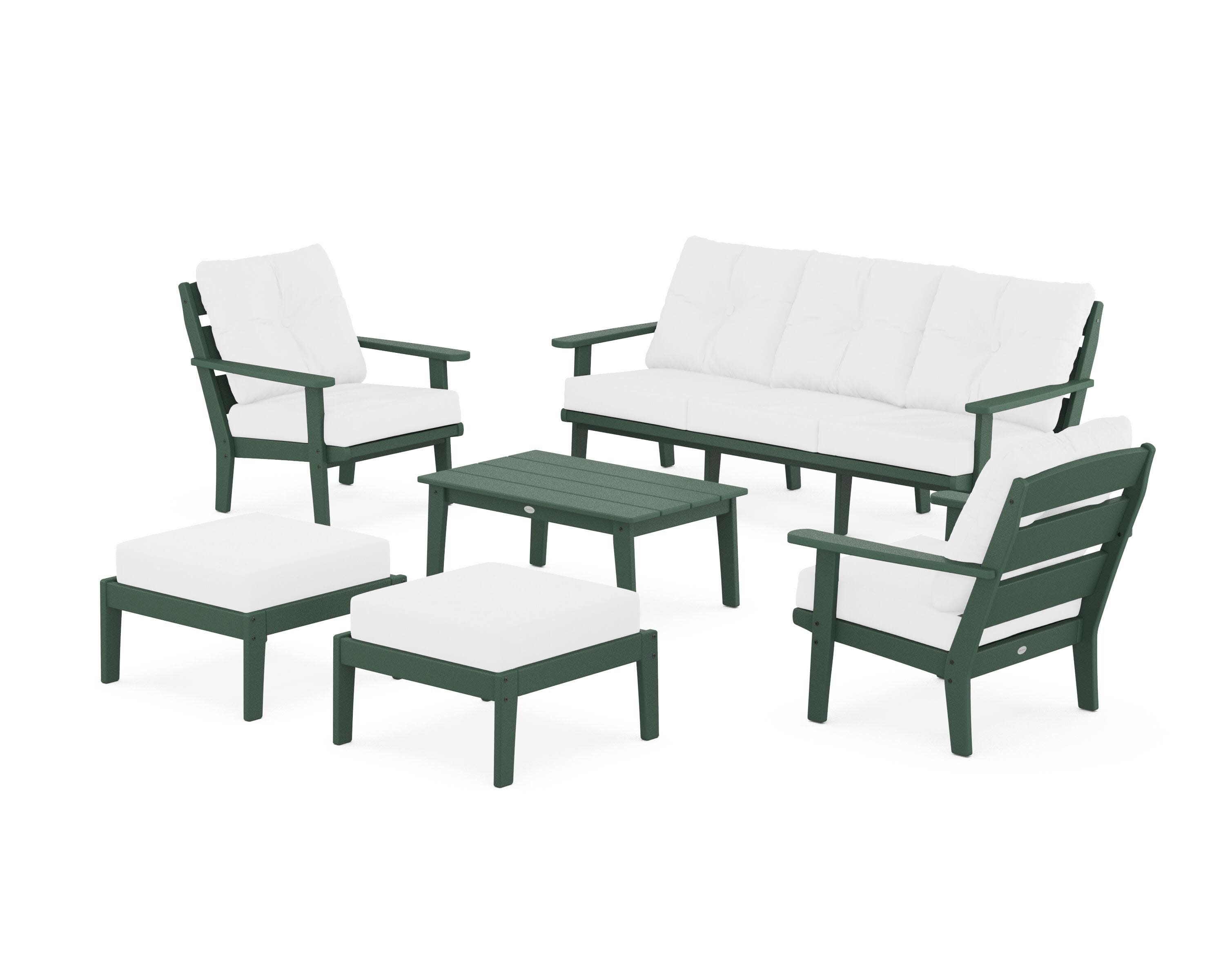 Lakeside 6-Piece Lounge Sofa Set in Green / Natural