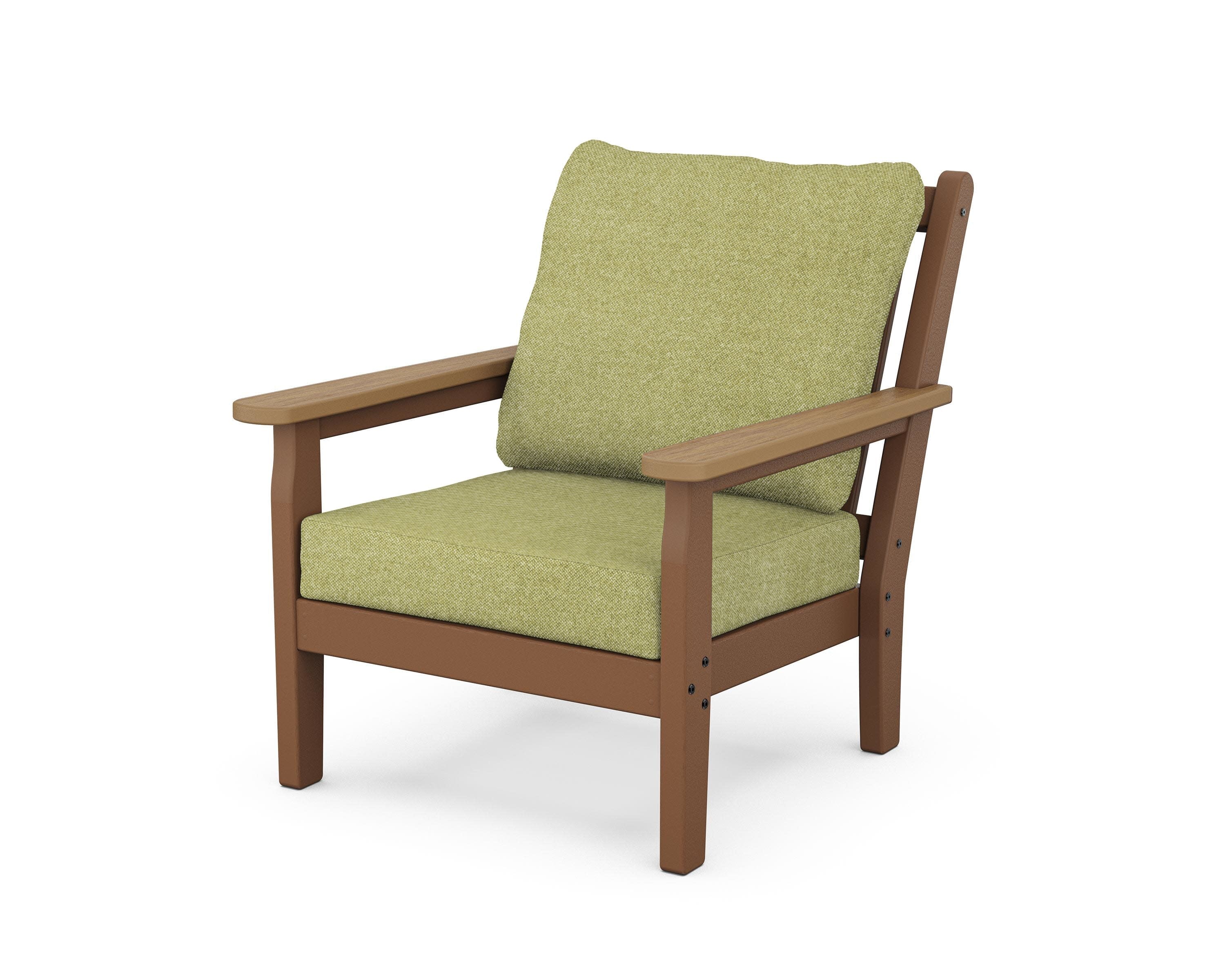Chippendale Deep Seating Chair in Teak / Natural / Chartreuse Boucle