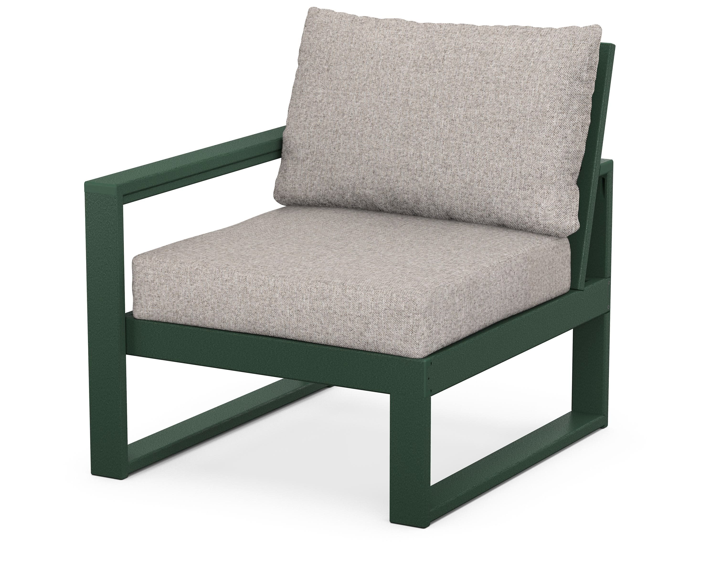 EDGE Modular Left Arm Chair in Green / Weathered Tweed