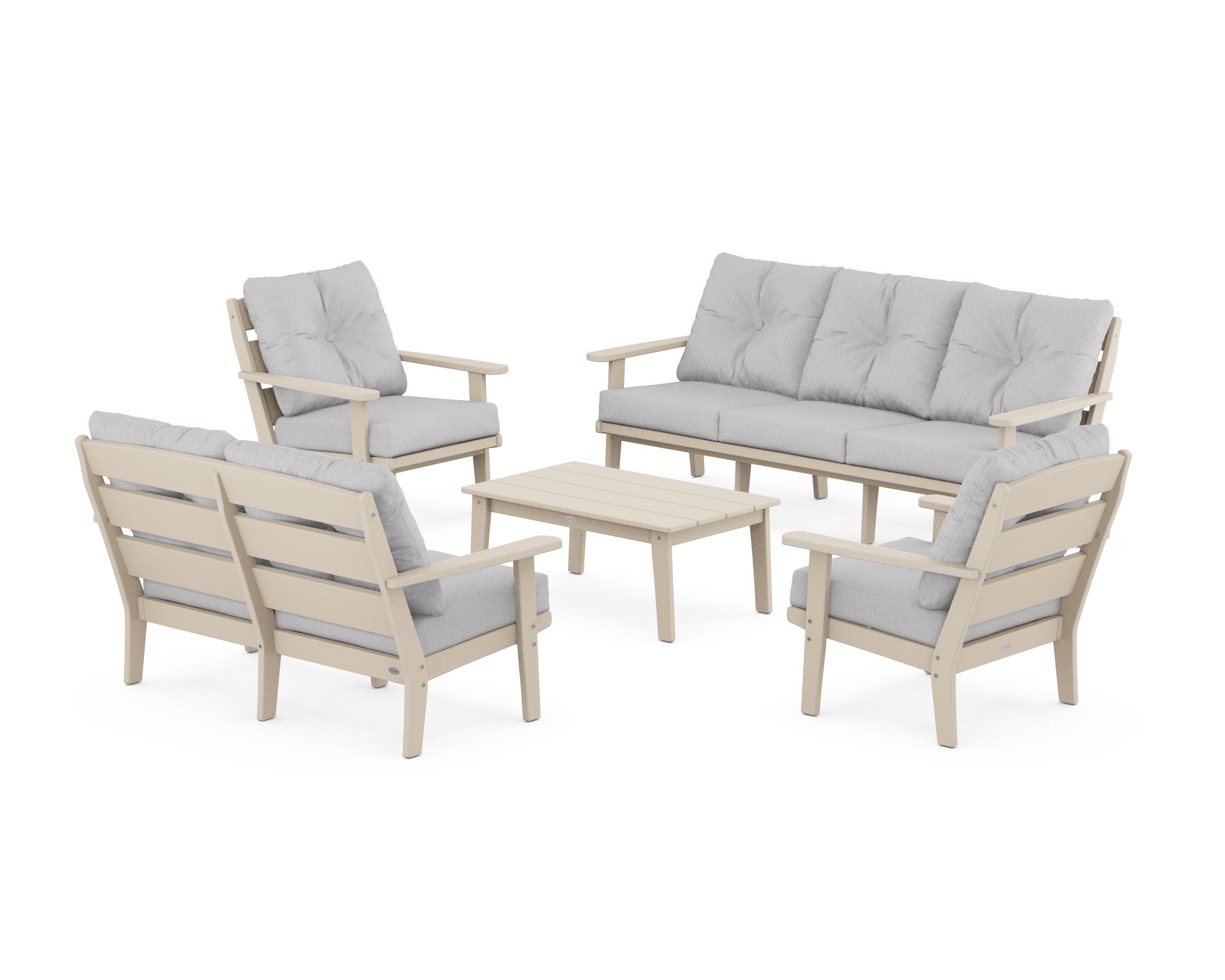 Lakeside 5-Piece Lounge Sofa Set in Sand / Granite