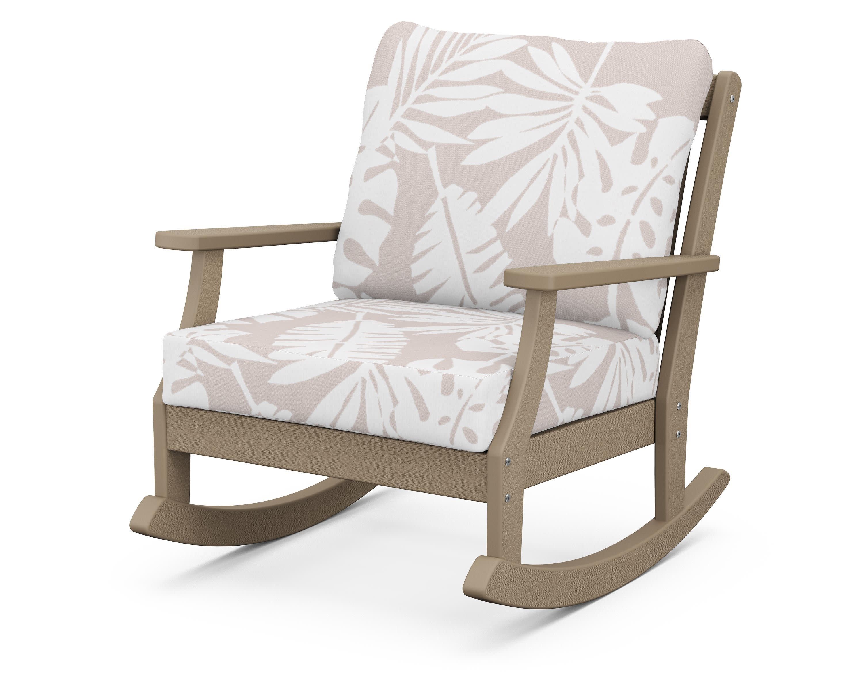 Braxton Deep Seating Rocking Chair in Vintage Sahara / Leaf Dune Burlap