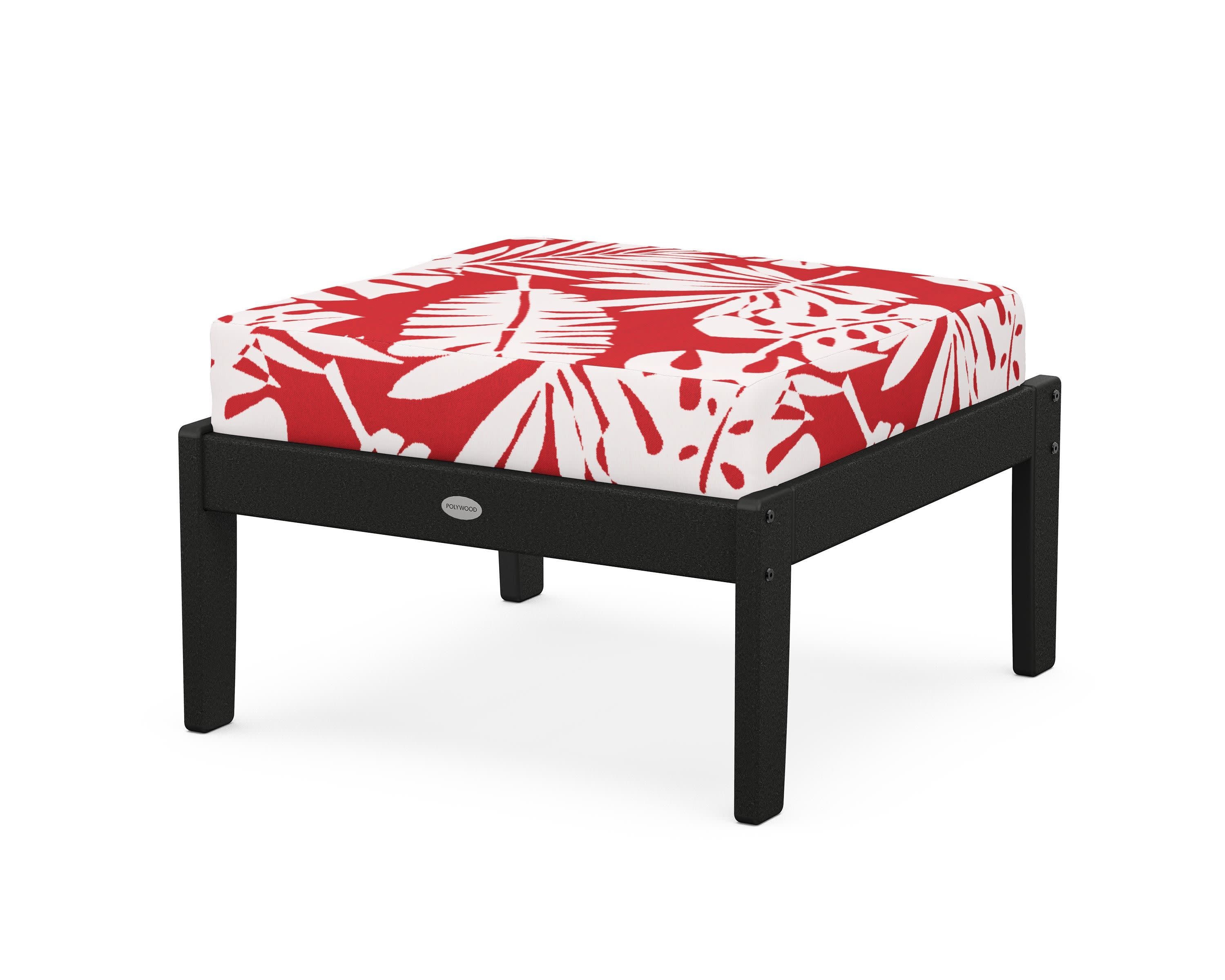 Braxton Deep Seating Ottoman in Black / Leaf Crimson