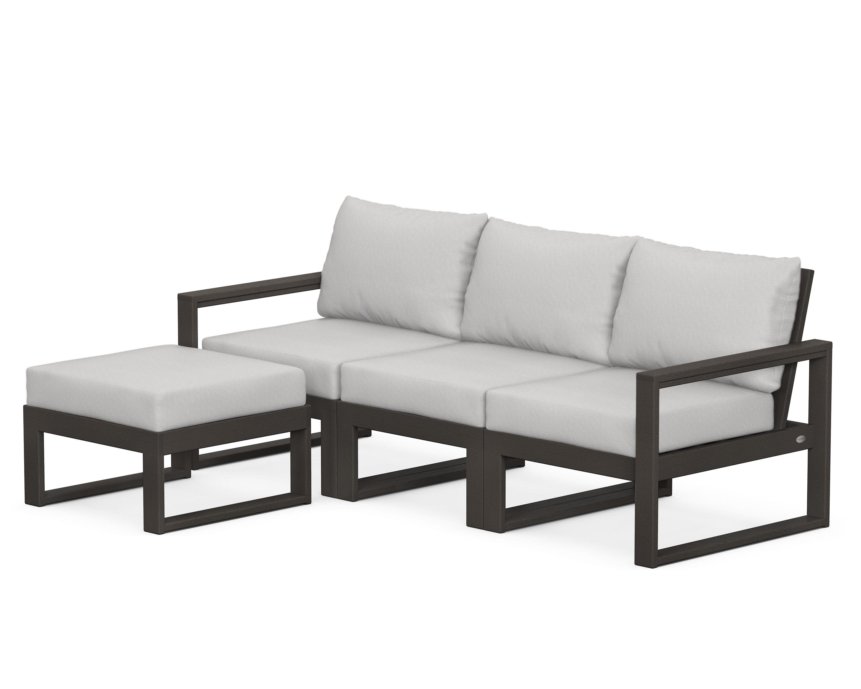 EDGE 4-Piece Modular Deep Seating Set with Ottoman in Vintage Coffee / Diamond in the Rough