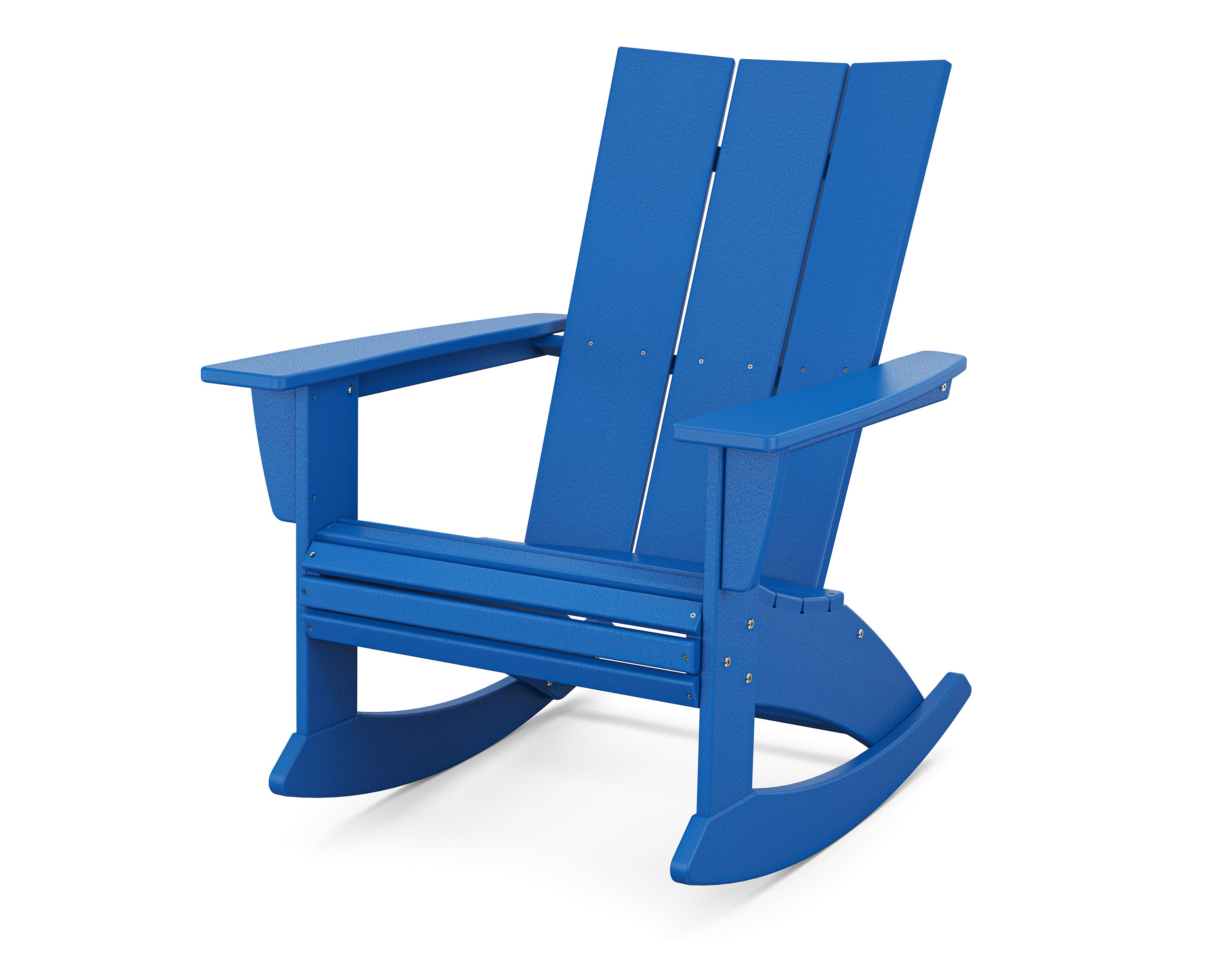 Modern Curveback Adirondack Rocking Chair in Pacific Blue