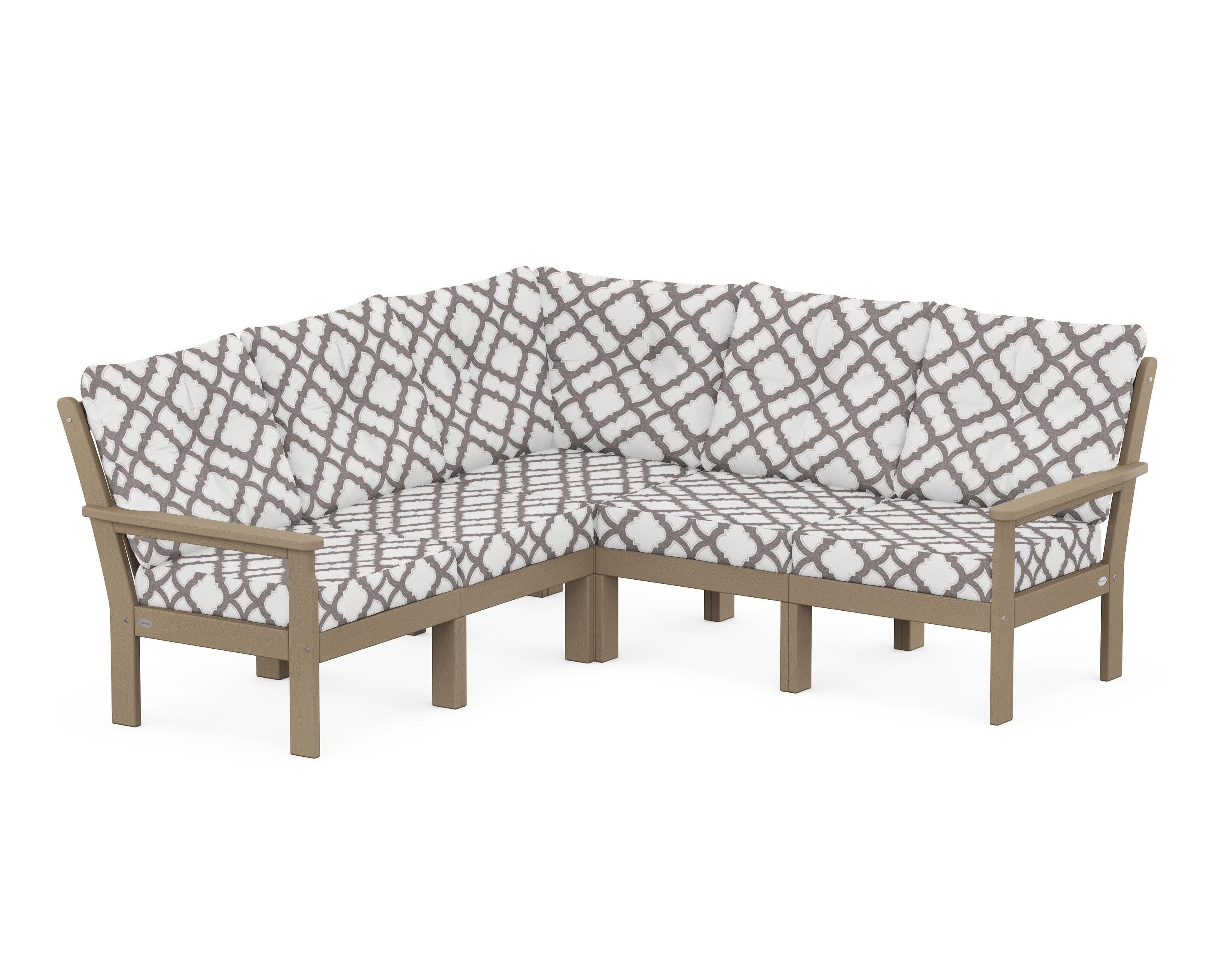 Vineyard 5-Piece Sectional in Vintage Sahara / Trellis Grey Mist