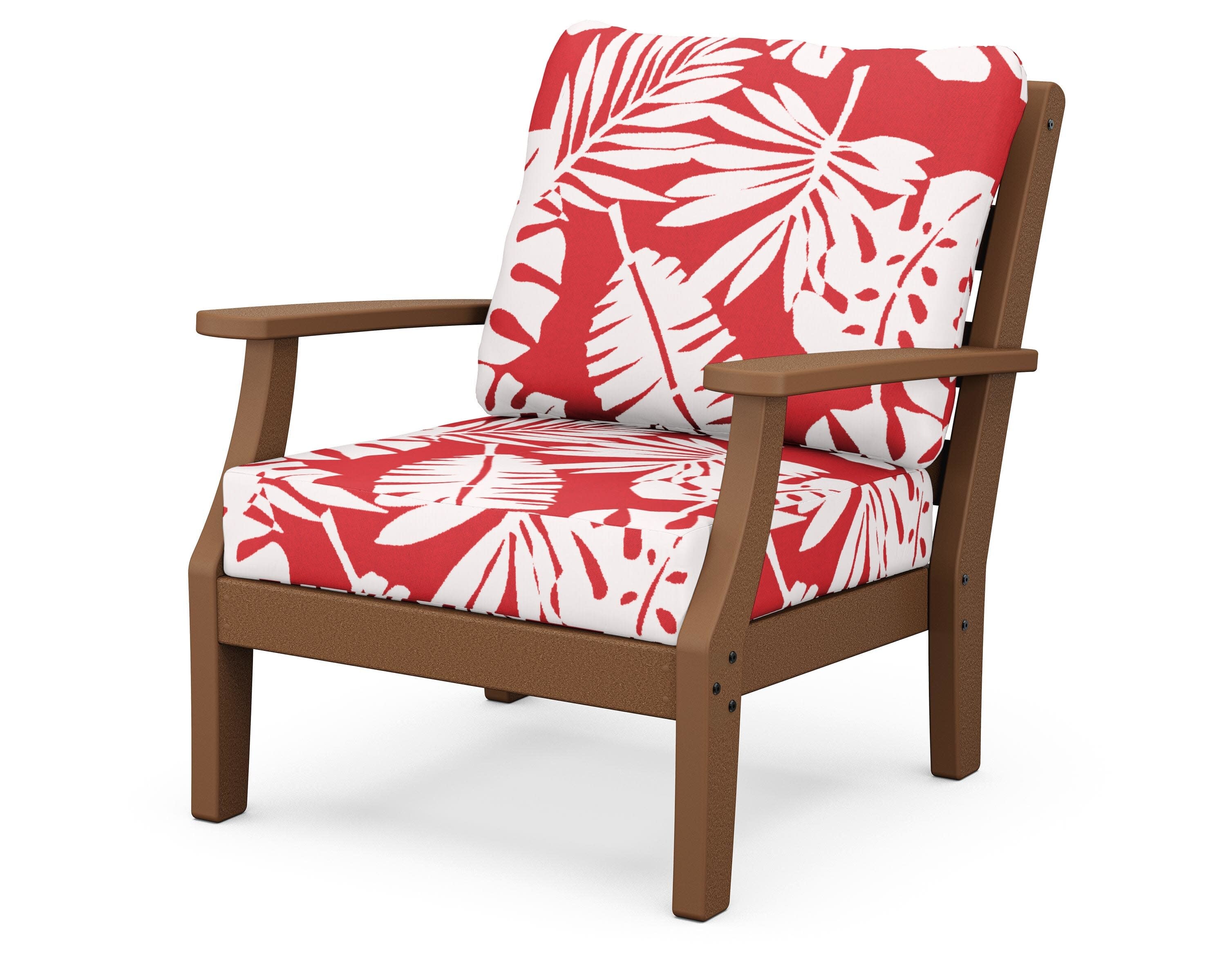 Chesapeake Deep Seating Chair in Teak / Leaf Crimson