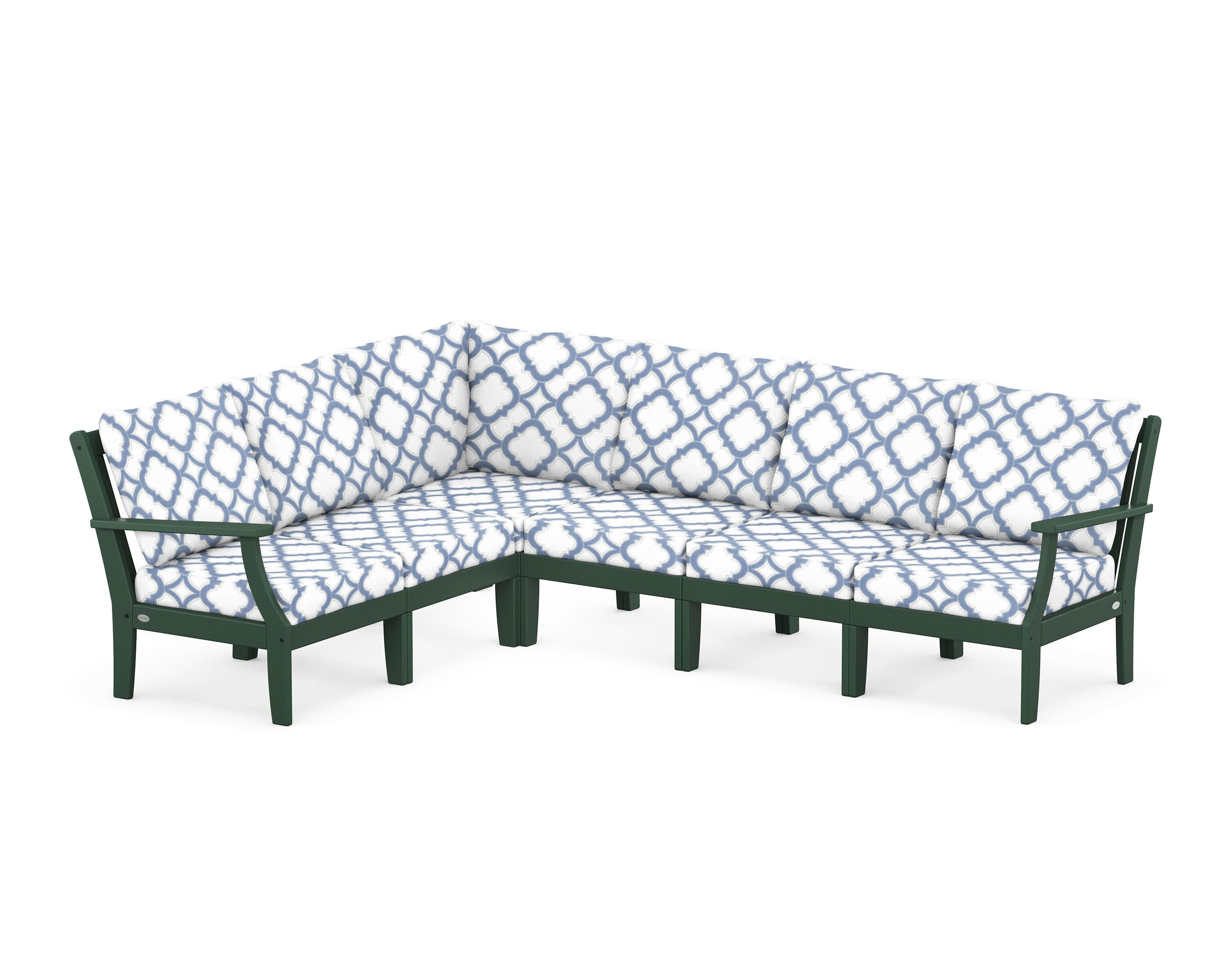 Braxton Modular 6-Piece Deep Seating Set in Green / Trellis Sky Blue