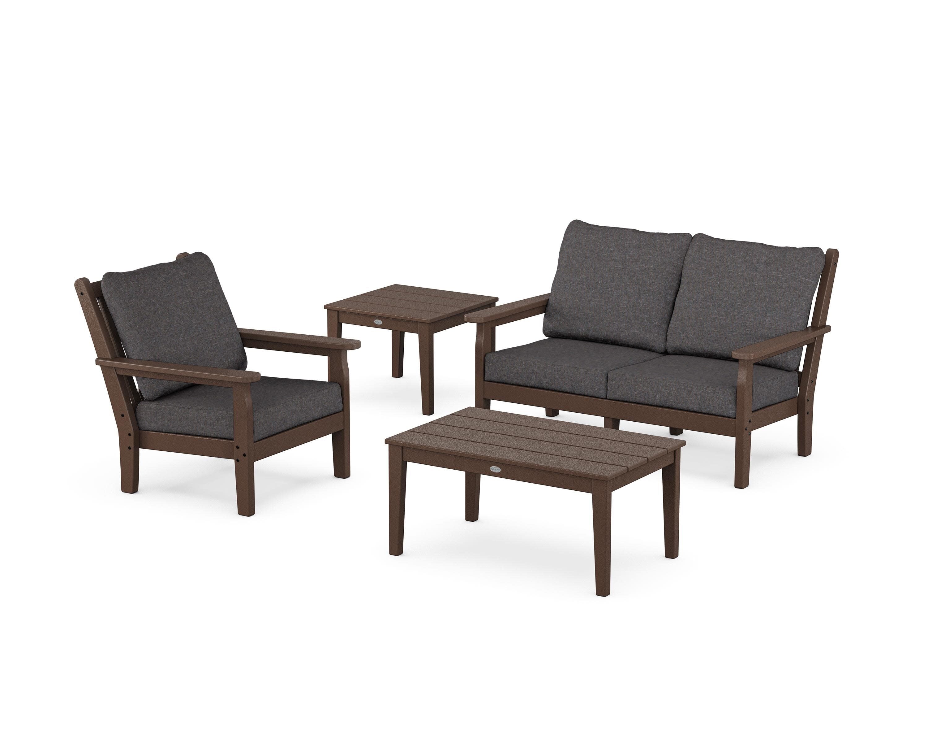Chippendale 4-Piece Deep Seating Set in Mahogany / Ash Charcoal