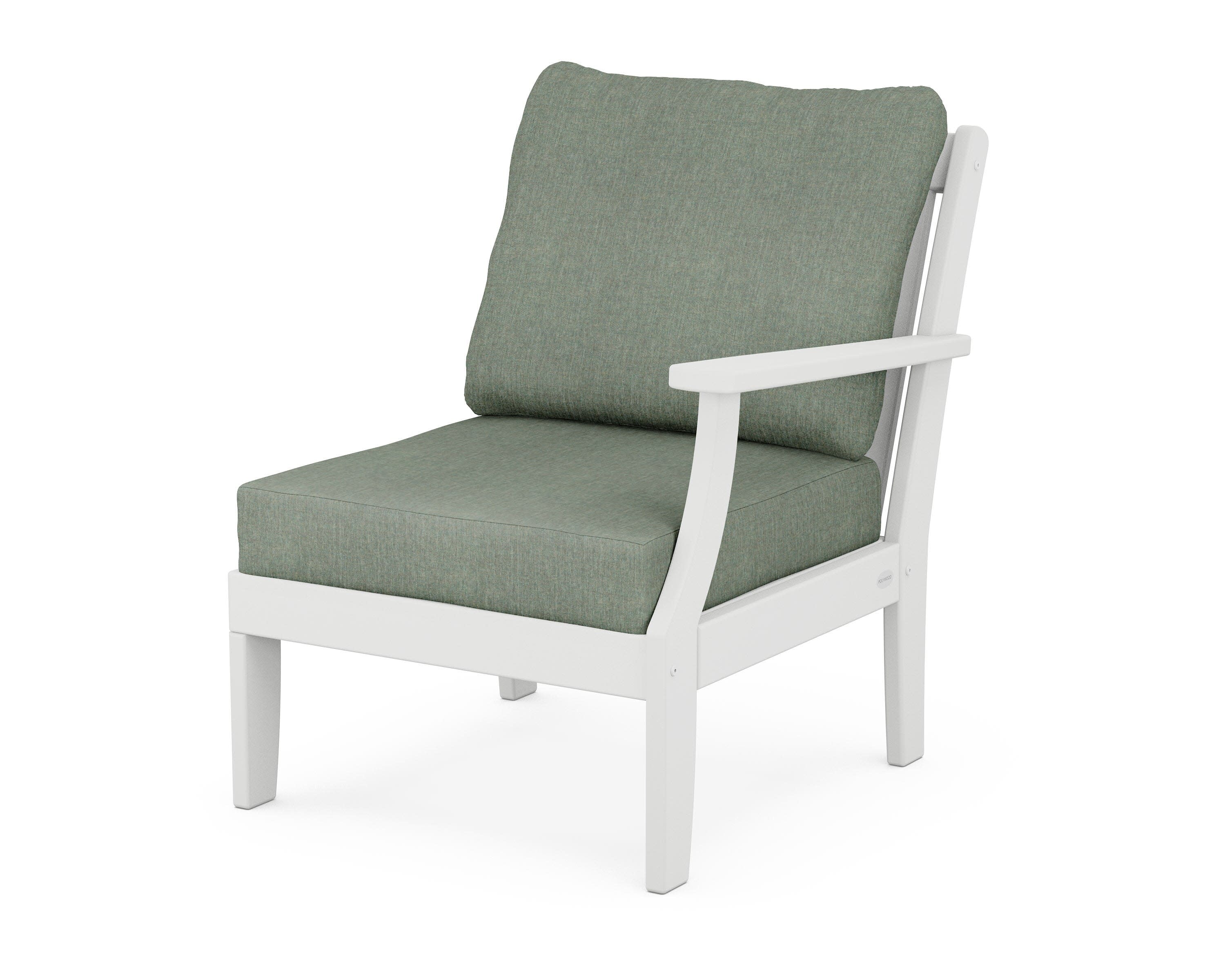 Braxton Modular Right Arm Chair in White / Cast Sage