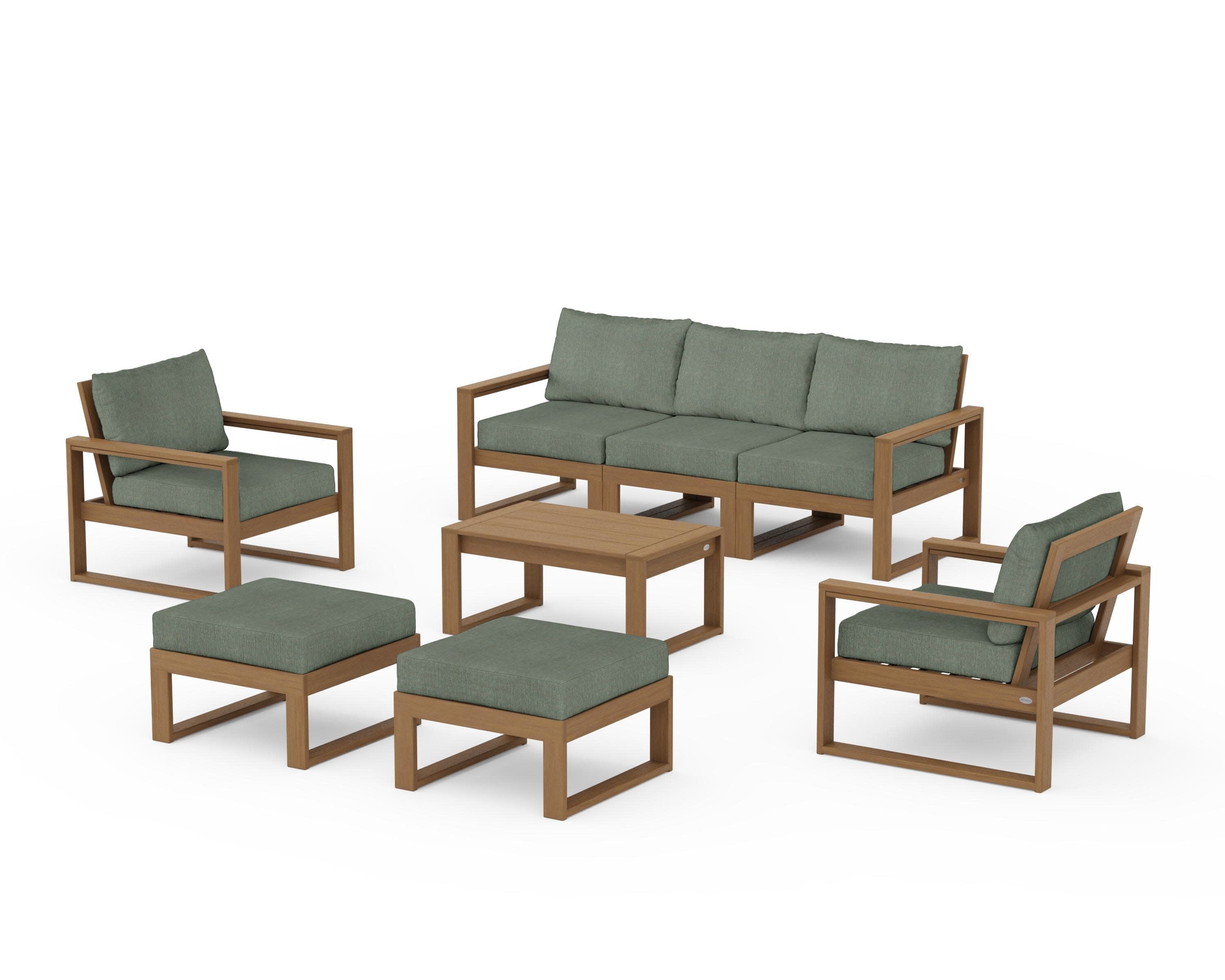 EDGE Sectional 8-Piece Lounge Sofa Set in Natural / Cast Sage