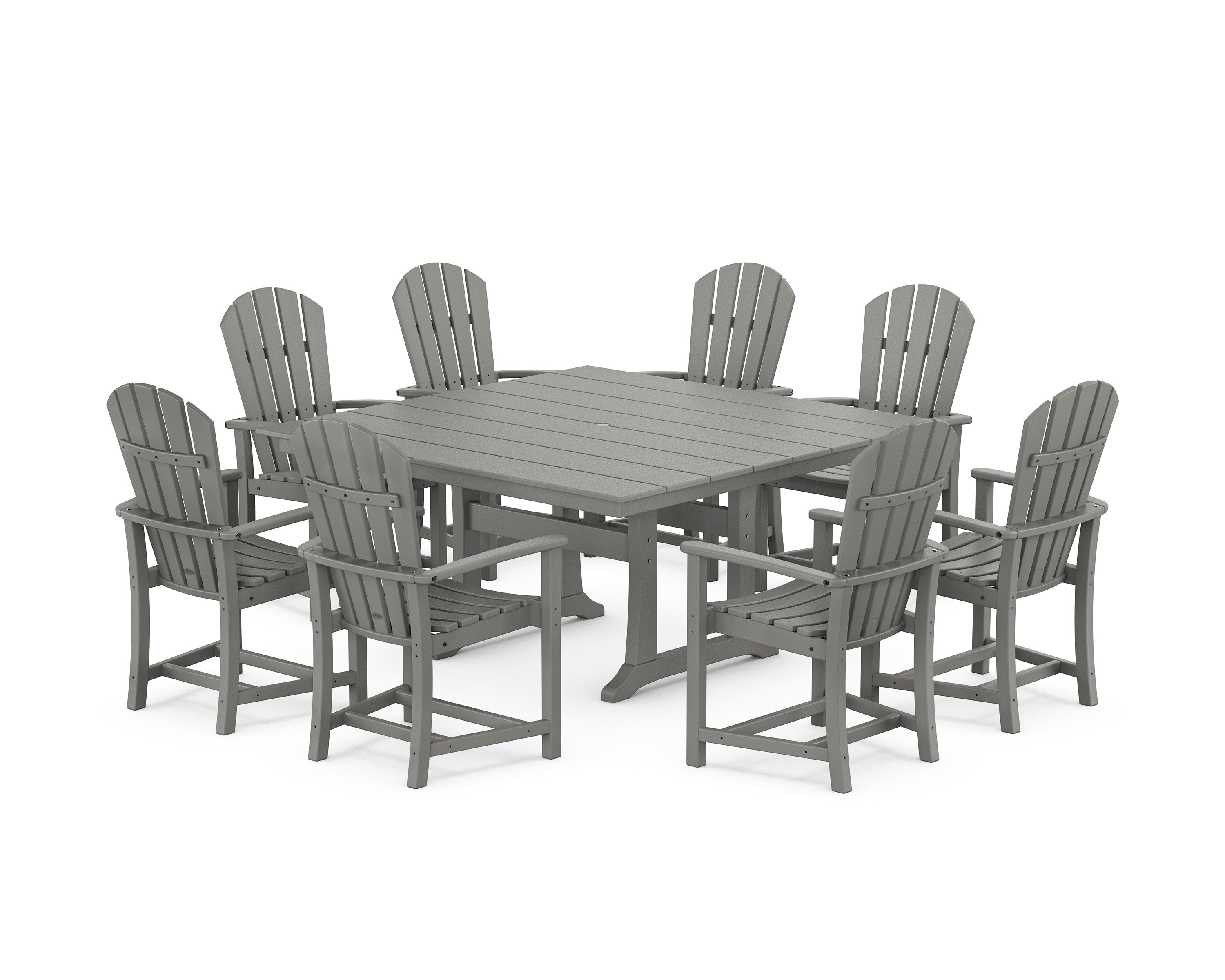 Palm Coast 9-Piece Square Farmhouse Dining Set with Trestle Legs in Slate Grey