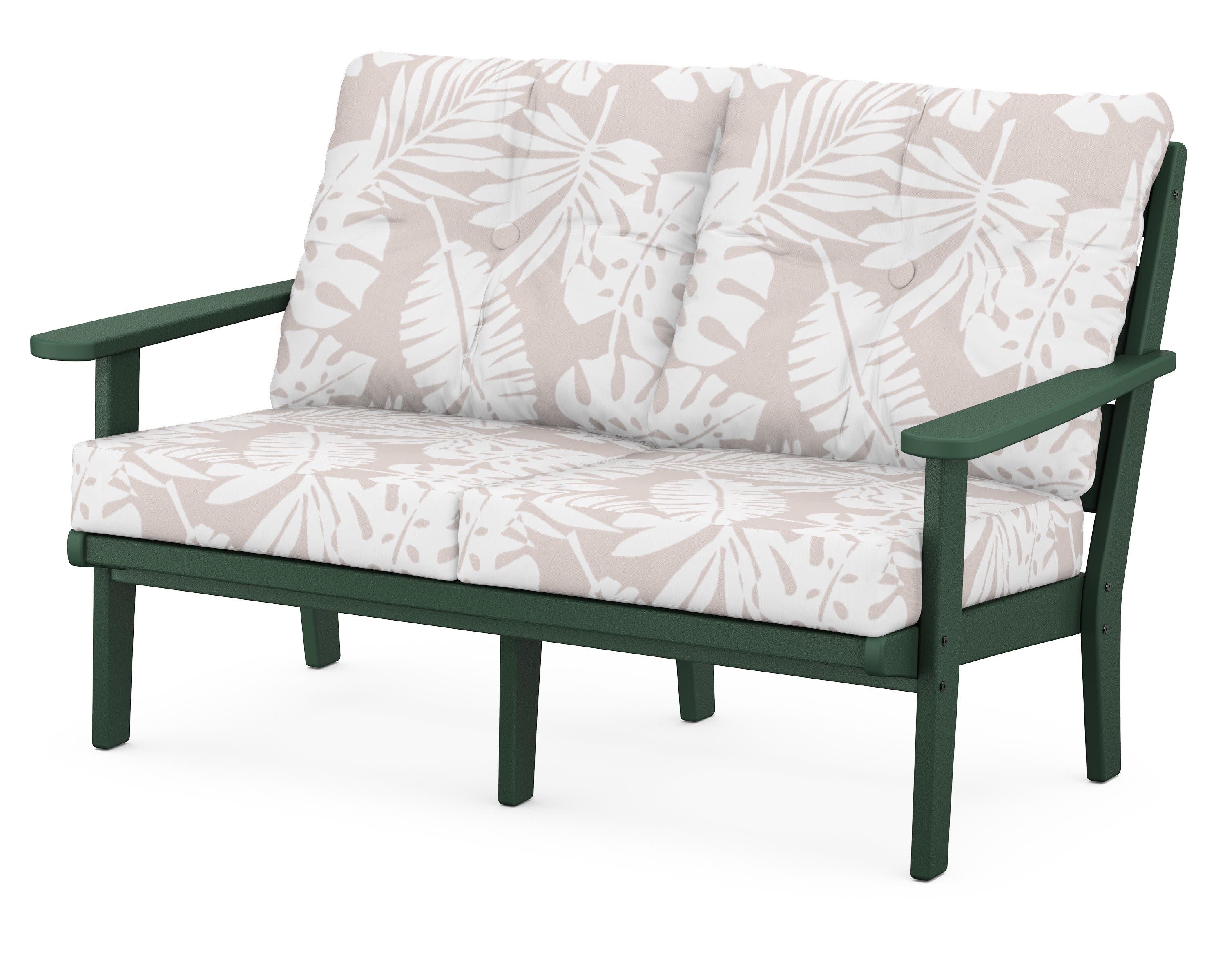 Lakeside Deep Seating Loveseat in Green / Leaf Dune Burlap