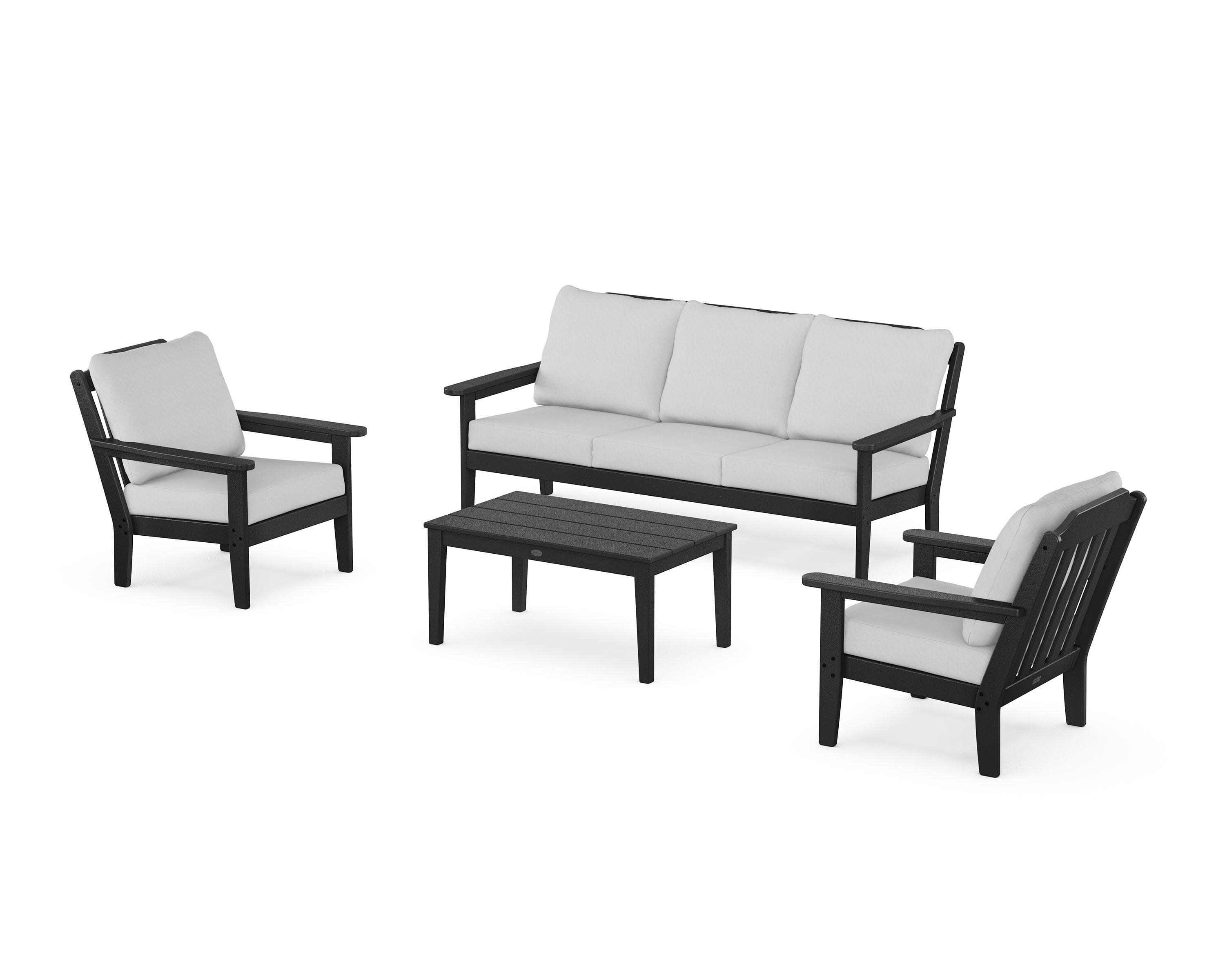 Cottage 4-Piece Deep Seating Set with Sofa in Black / Diamond in the Rough