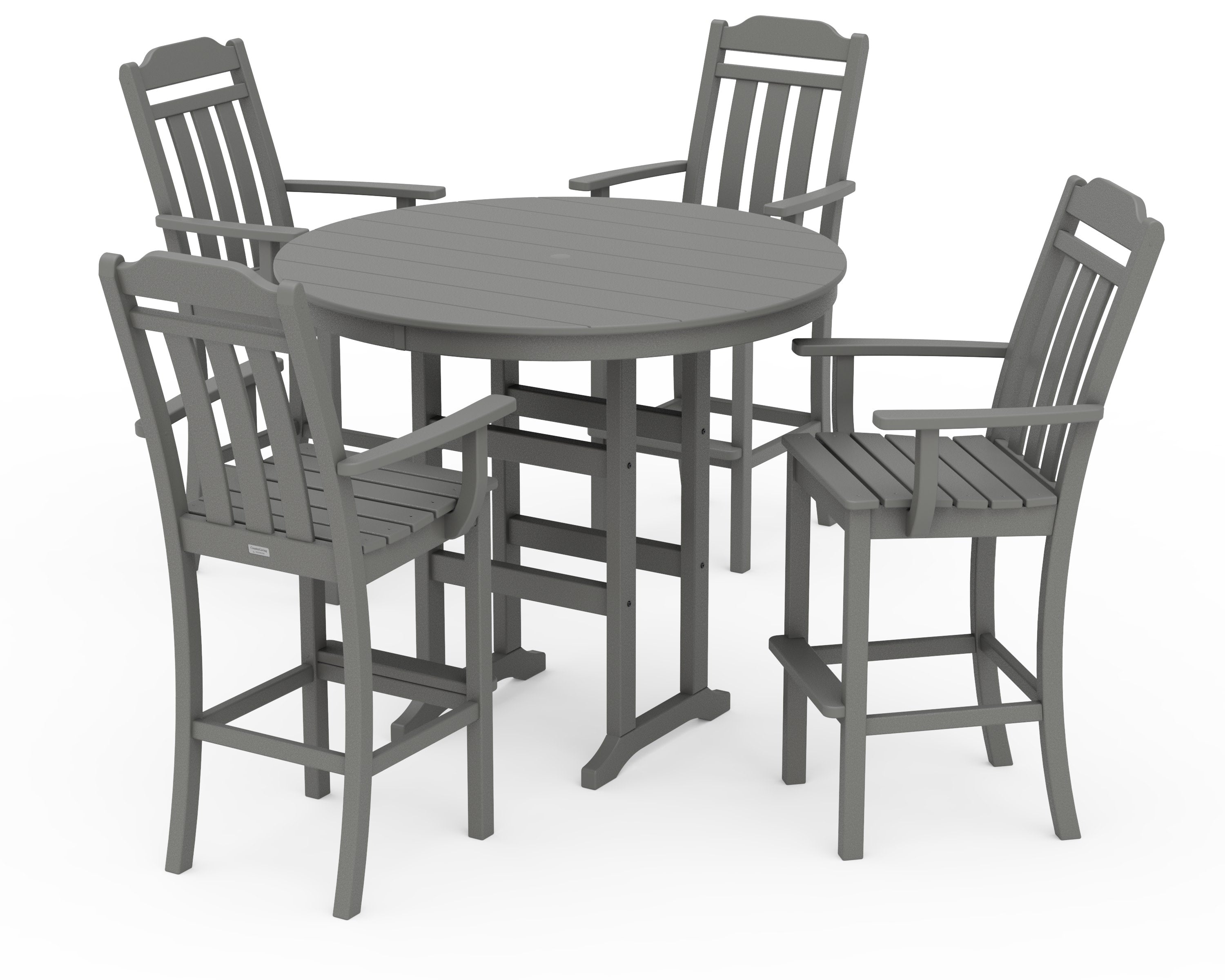 Cottage 5-Piece Round Farmhouse Bar Set in Slate Grey