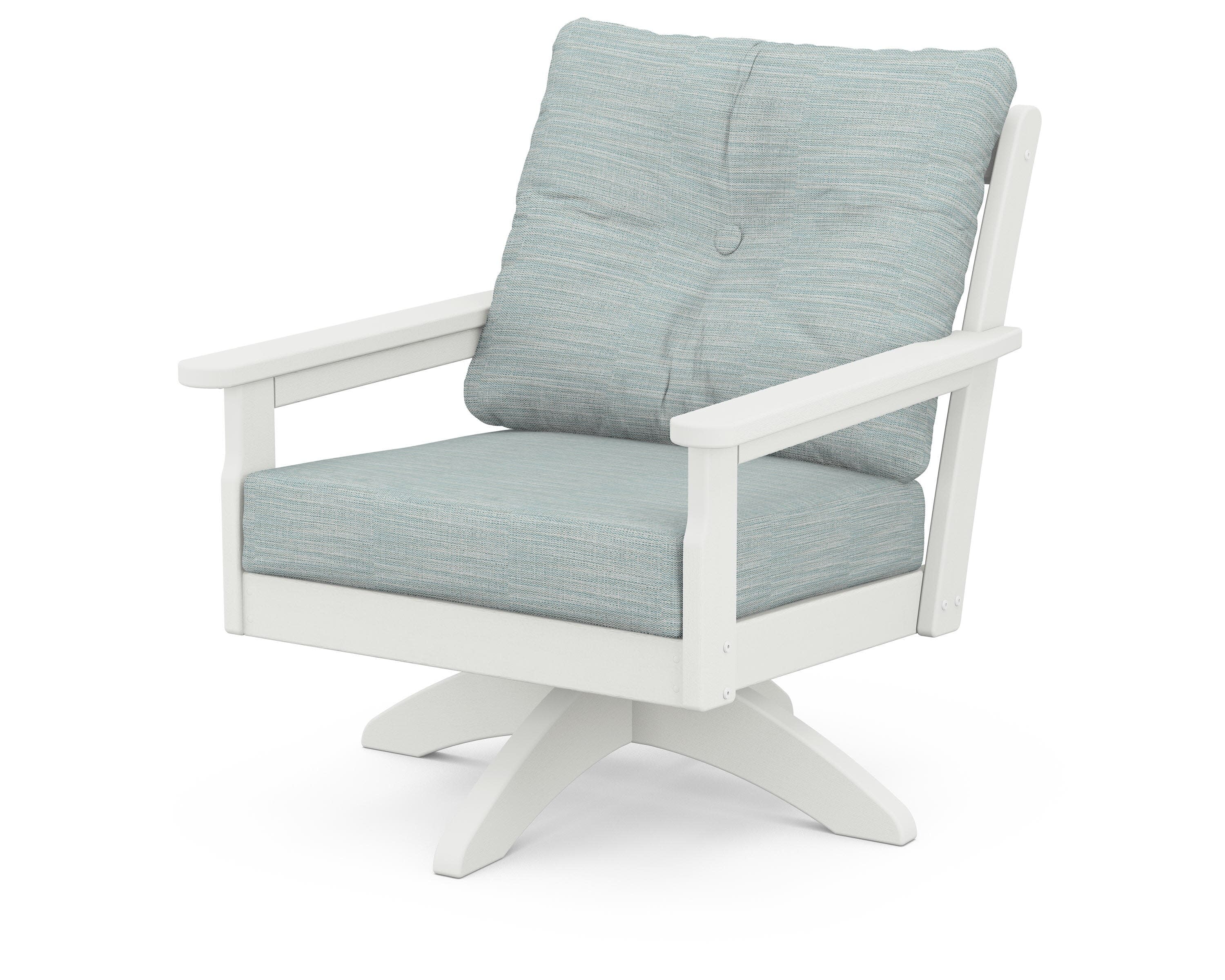 Vineyard Deep Seating Swivel Chair in Vintage White / Soothe Mist