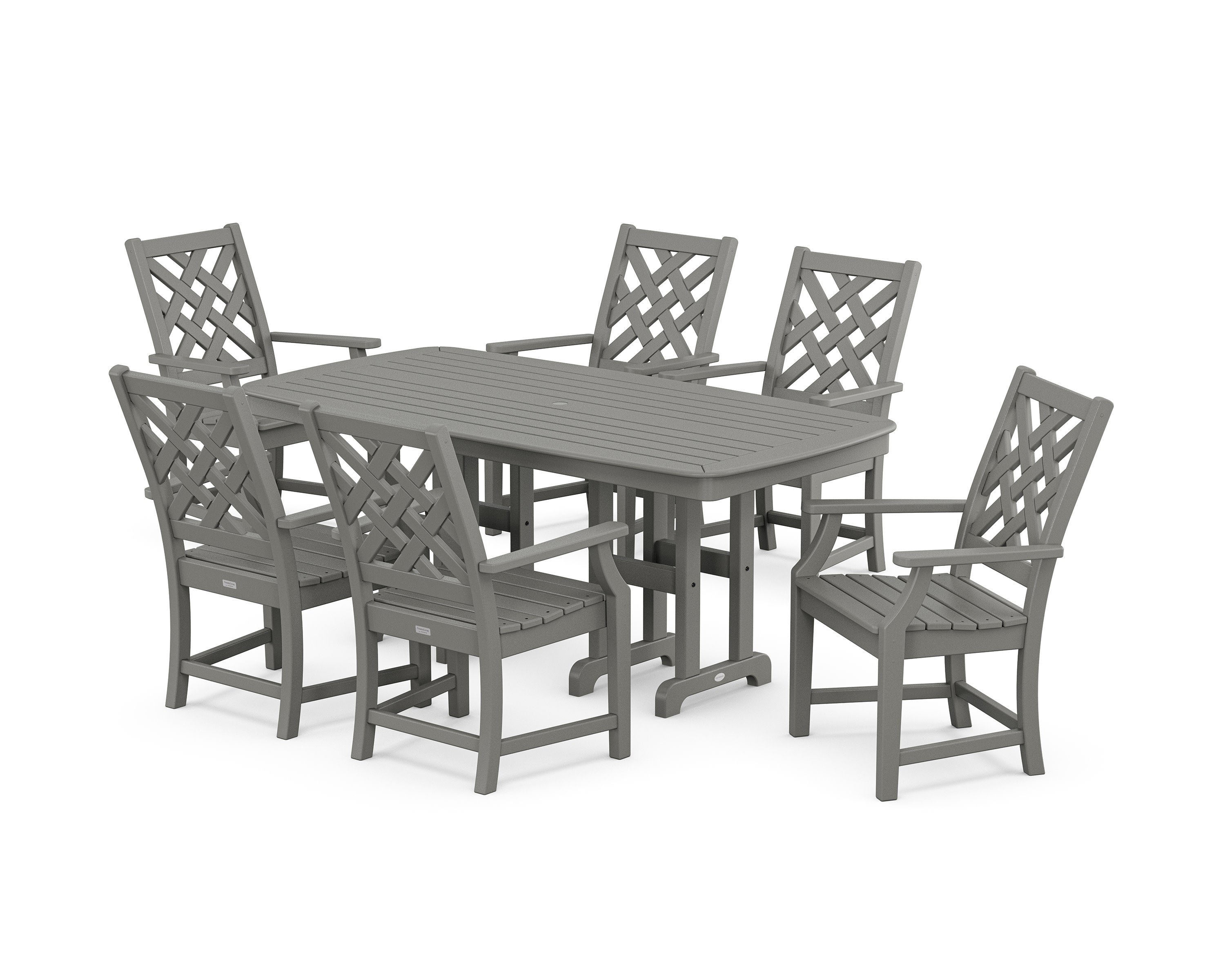 Wovendale Arm Chair 7-Piece Dining Set in Slate Grey