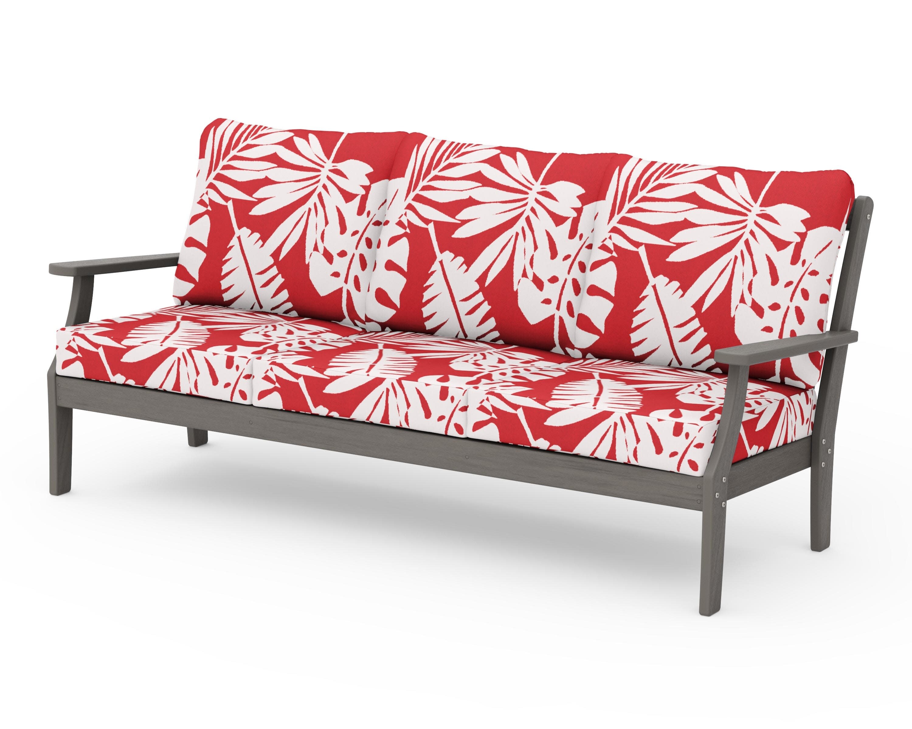 Braxton Deep Seating Sofa in Driftwood / Leaf Crimson