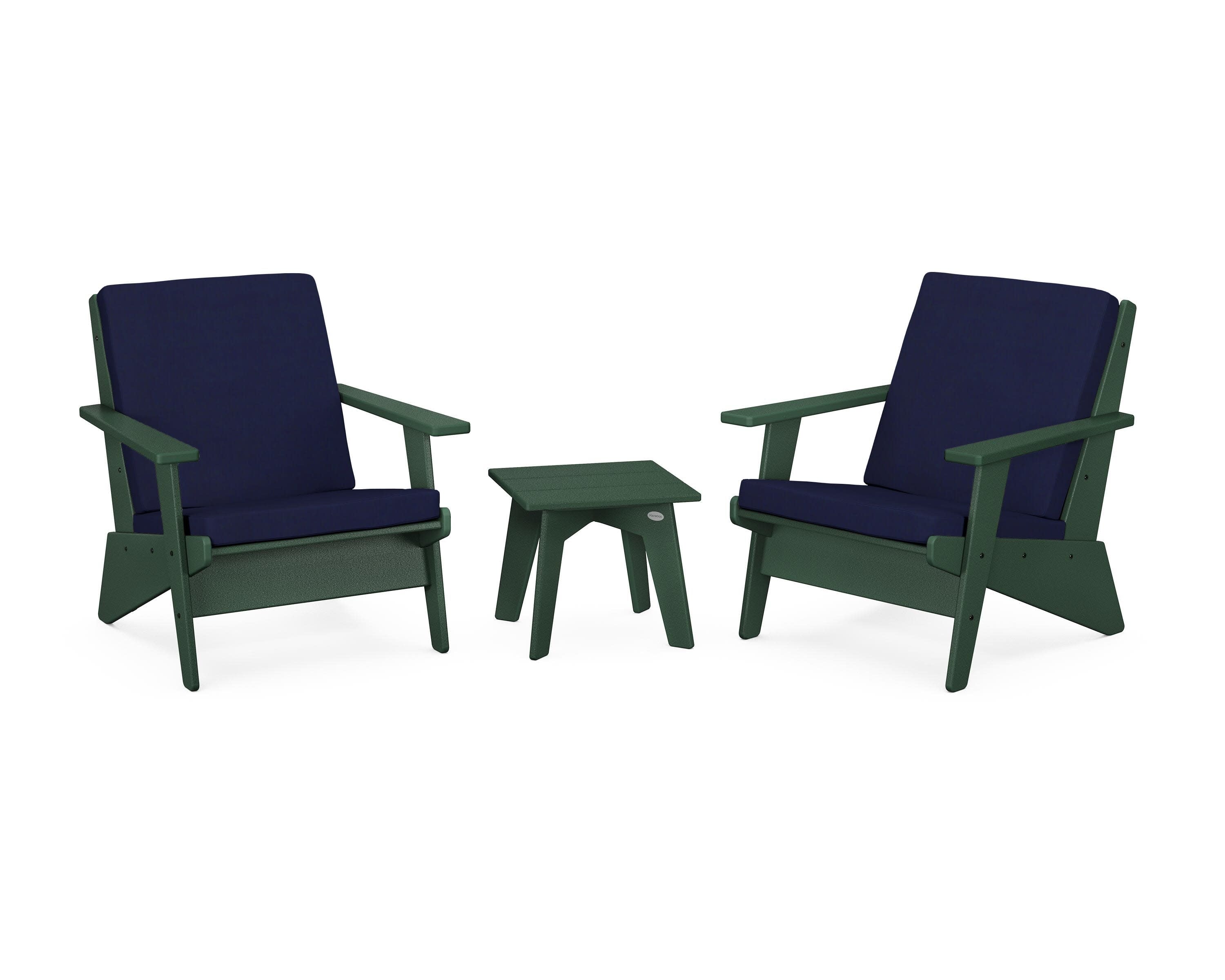 Riviera Modern Lounge 3-Piece Set in Green / Navy