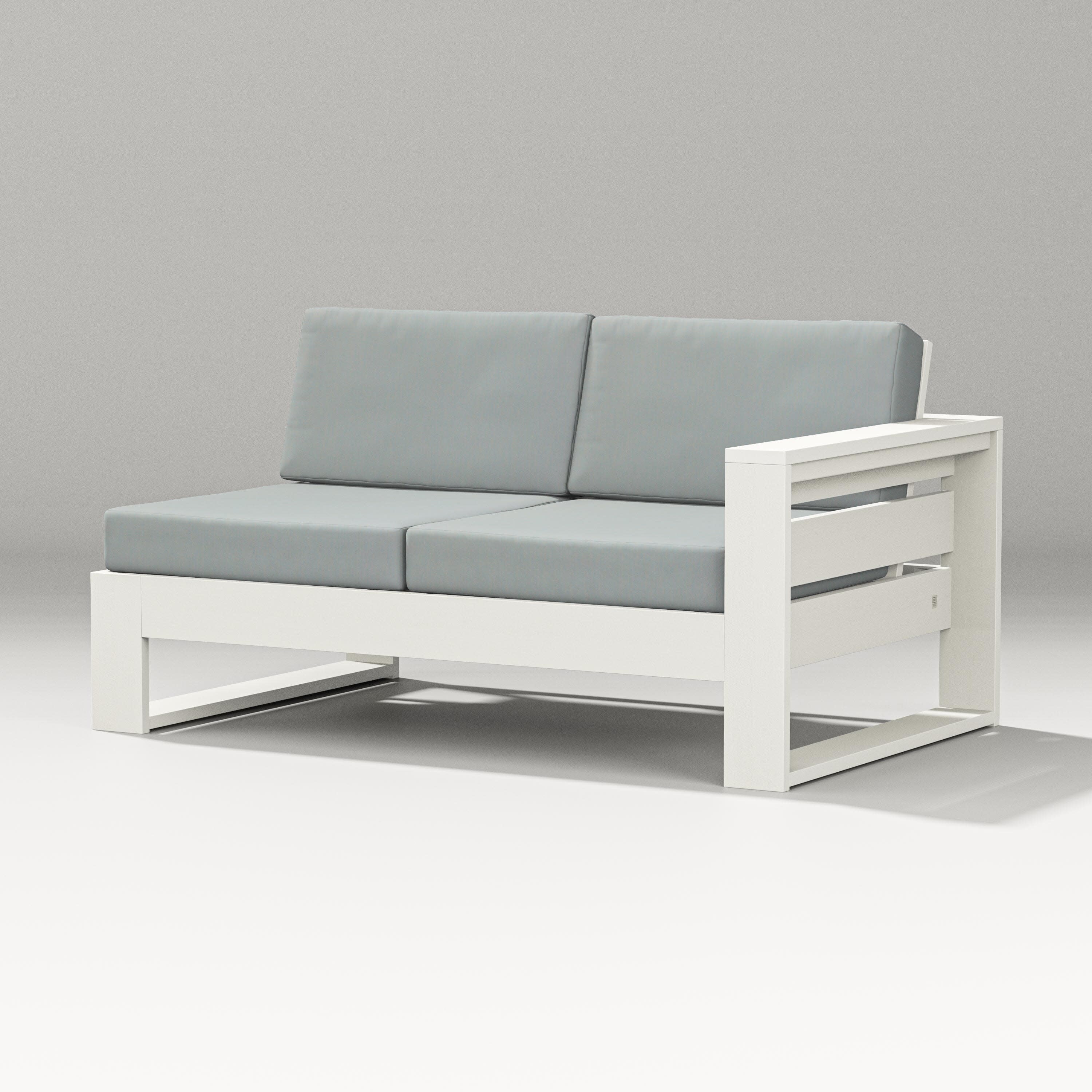 Latitude Modular Right Arm Loveseat in Vintage White / Spa
