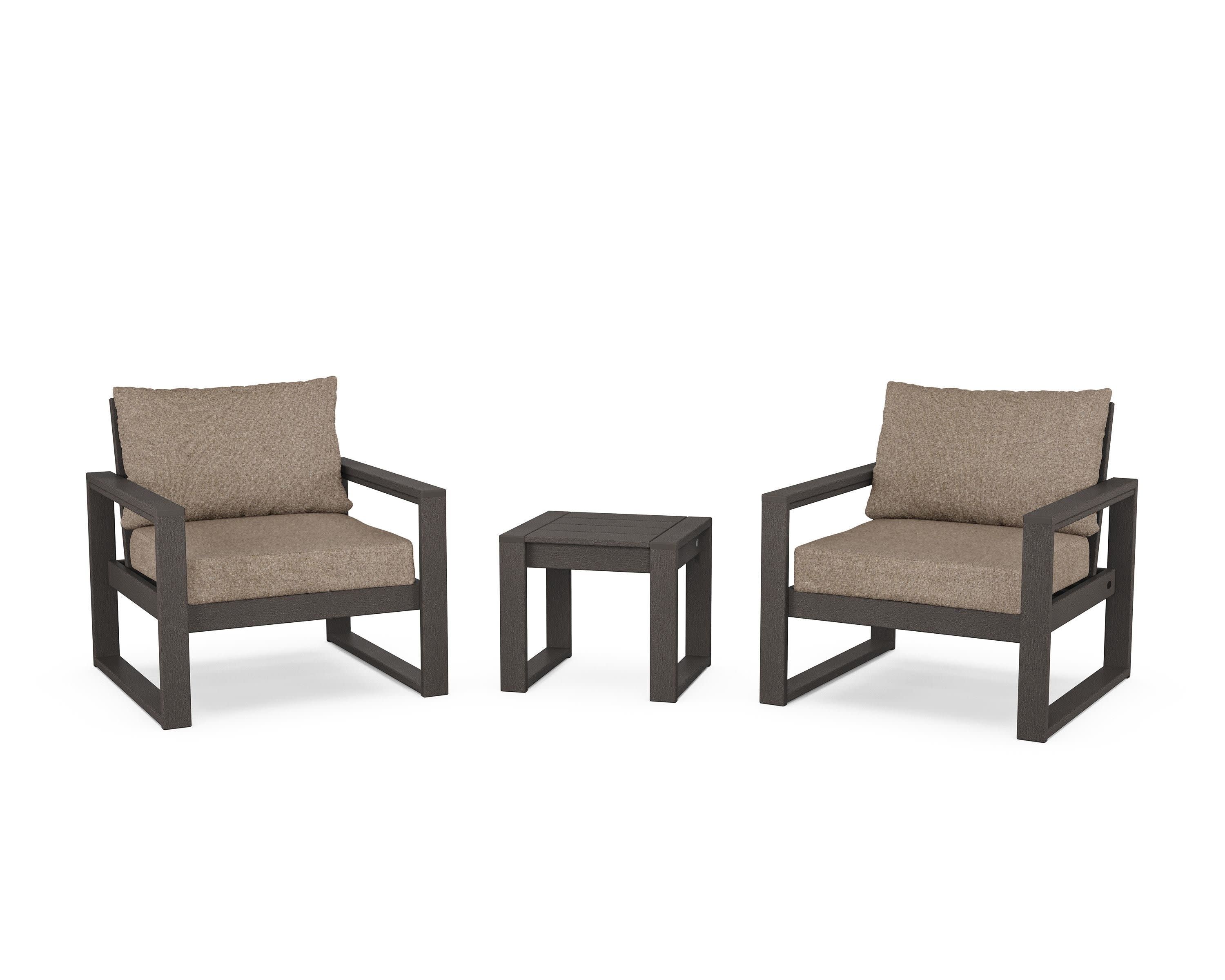EDGE Sectional 3-Piece Deep Seating Set in Vintage Coffee / Spiced Burlap