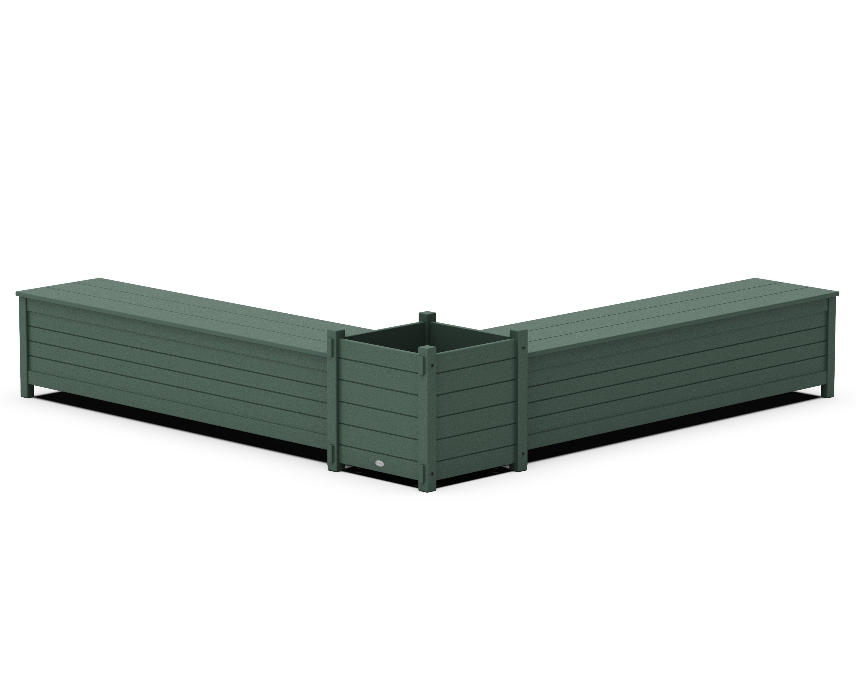 72" Nautical L- Shaped Planter Storage Bench Set- Large in Green
