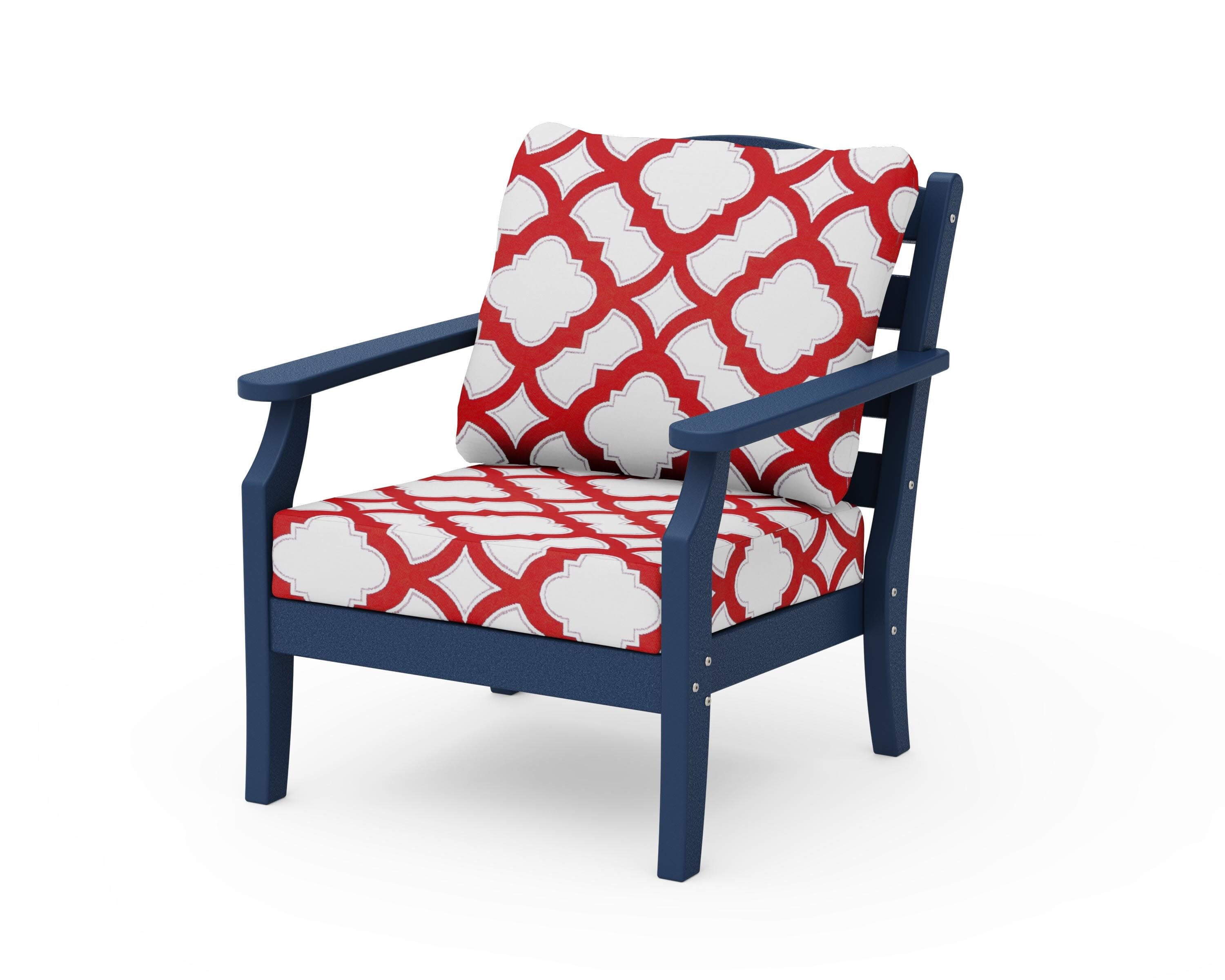 Savannah Deep Seating Chair in Navy / Trellis Crimson