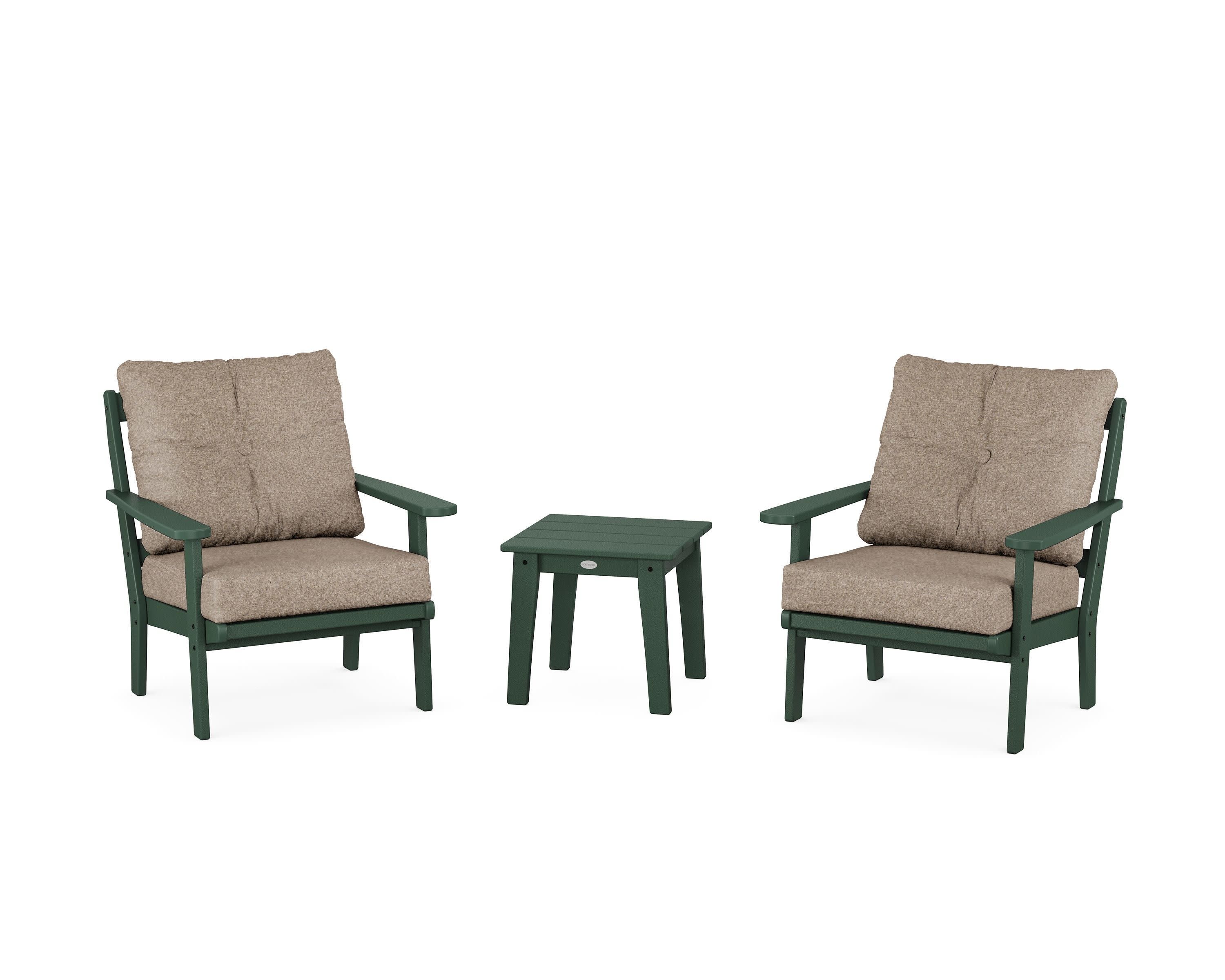 Mission 3-Piece Deep Seating Set in Green / Spiced Burlap