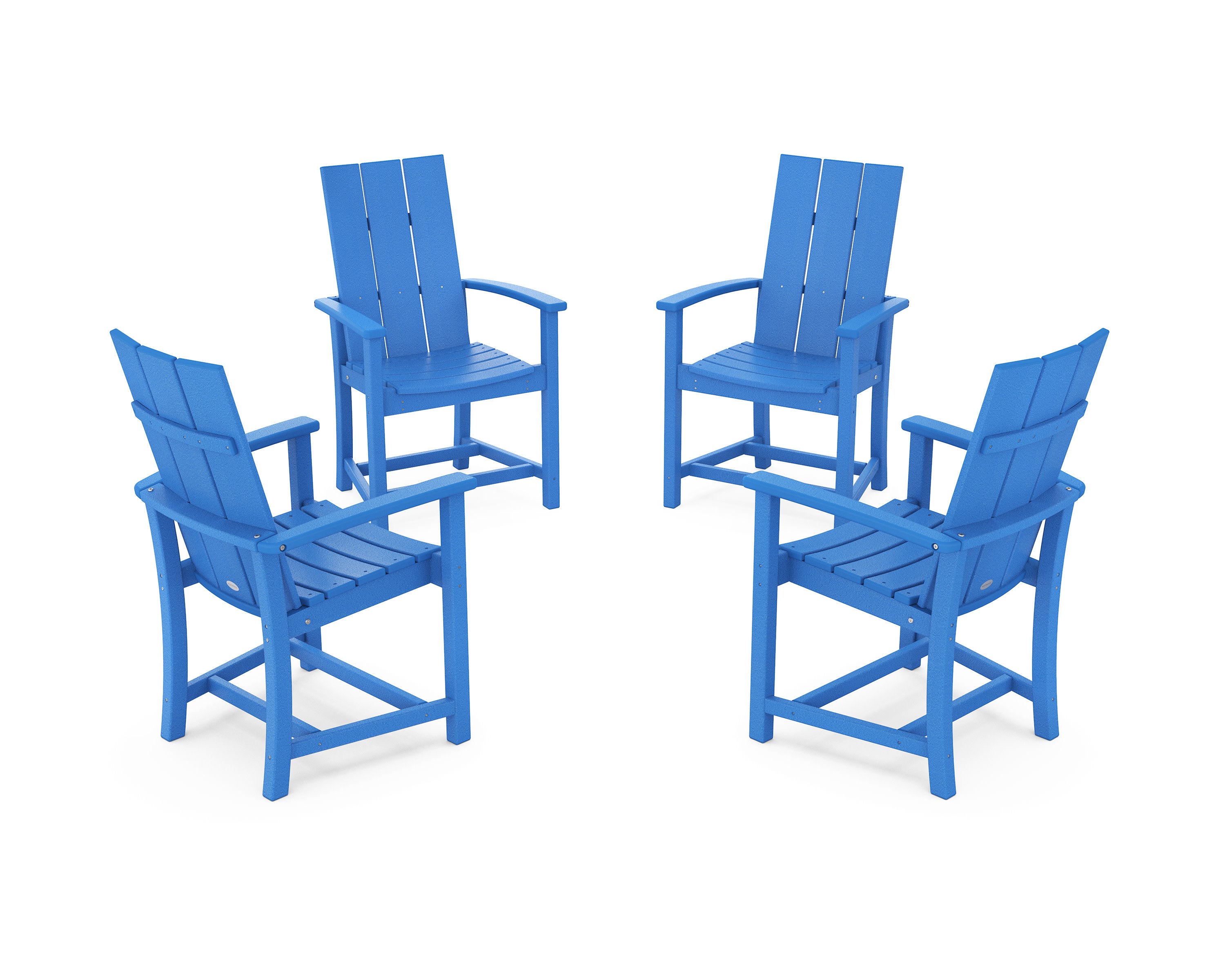 Modern 4-Piece Upright Adirondack Conversation Set in Pacific Blue